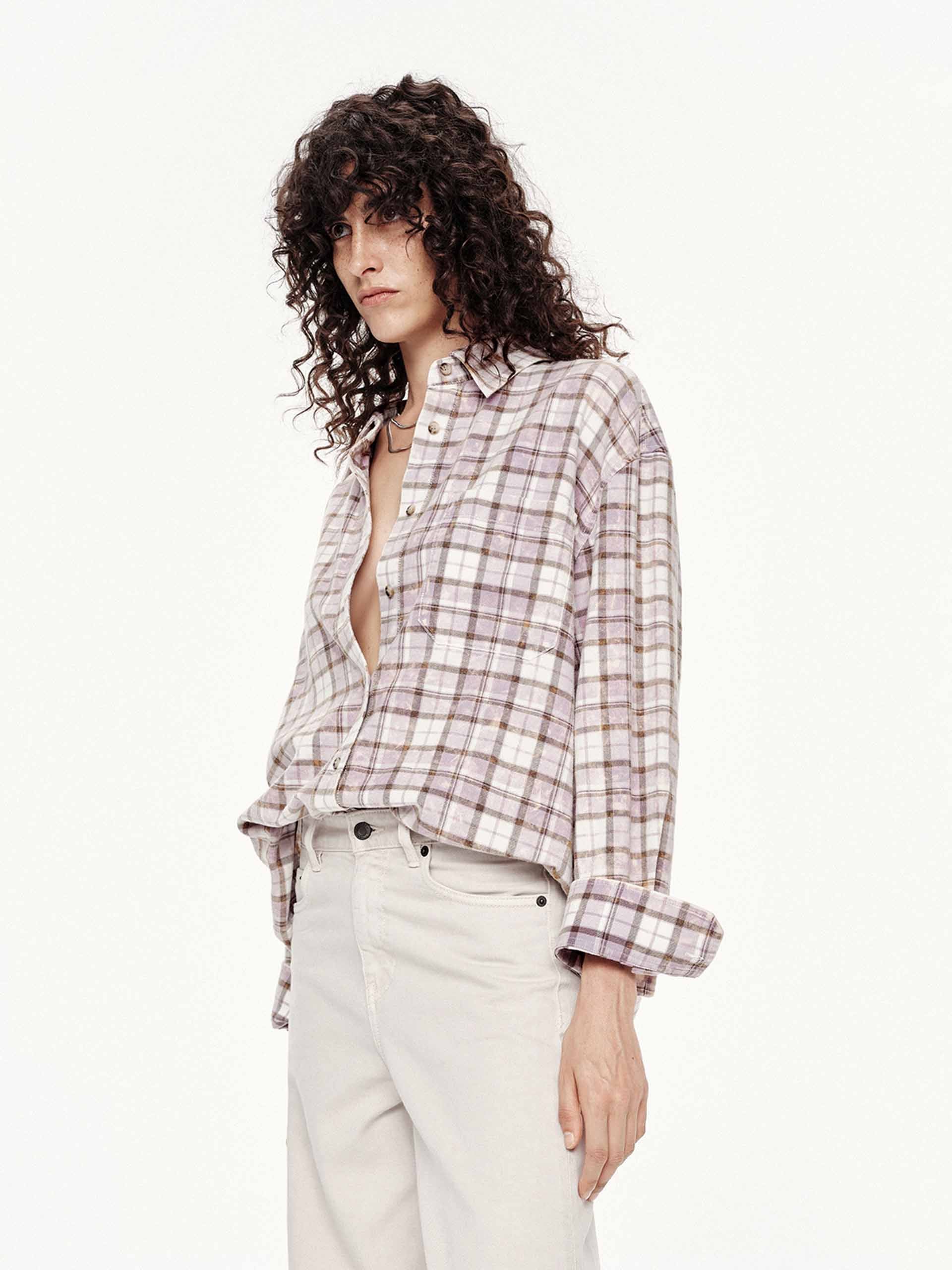 Distressed Cotton Plaid Shirt - Image 3