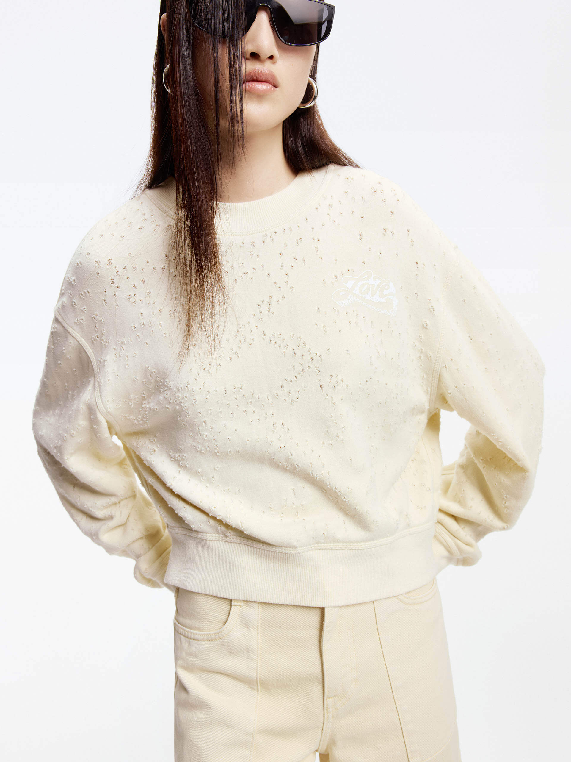 Distressed Detail Cotton Sweatshirt - Image 9
