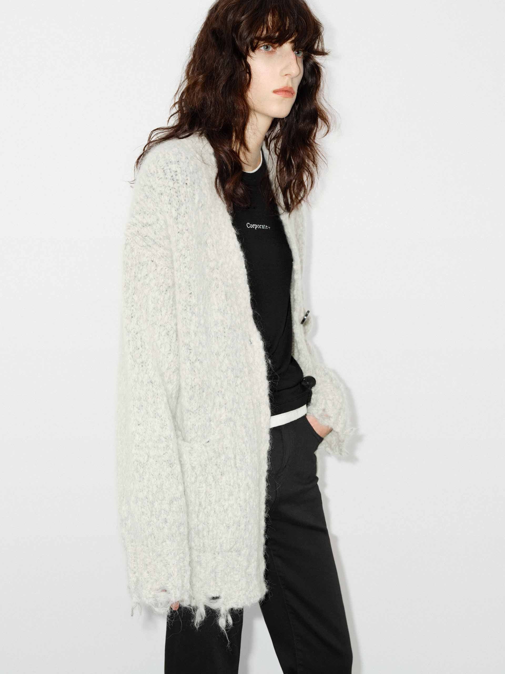 Distressed Detail Fluffy Cardigan - Image 6