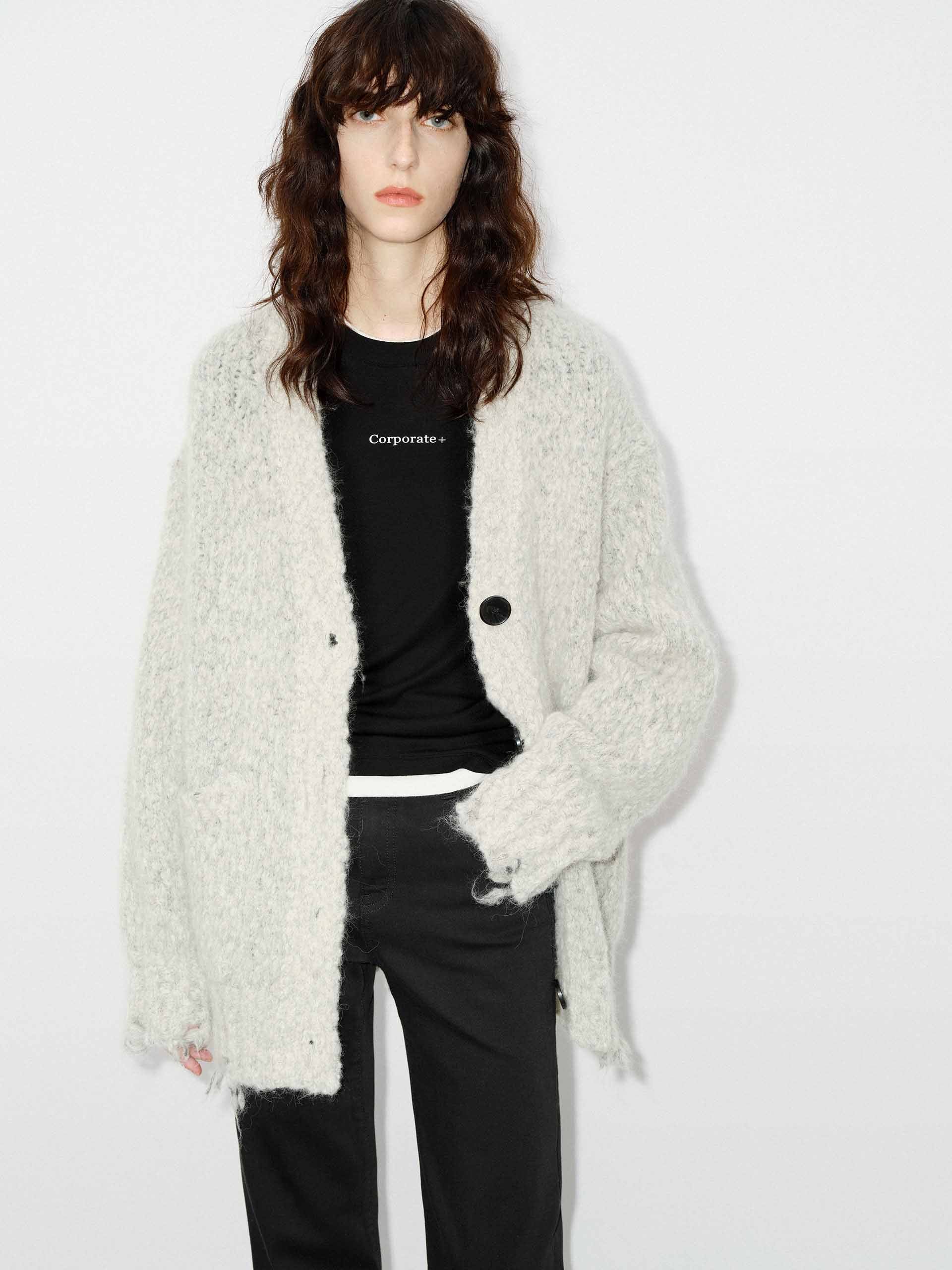 Distressed Detail Fluffy Cardigan - Image 8