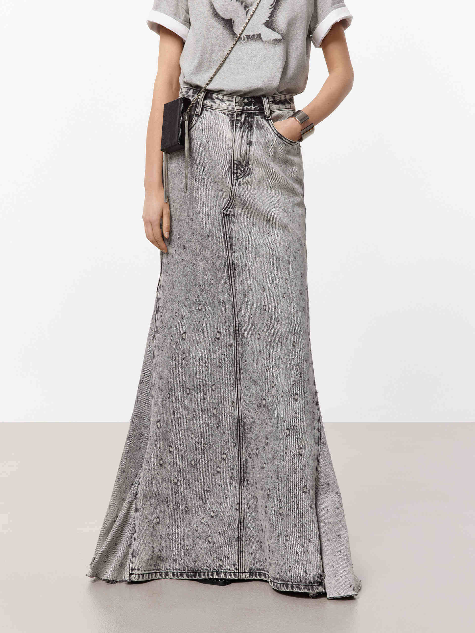 Distressed Effect Maxi Skirt - Image 8