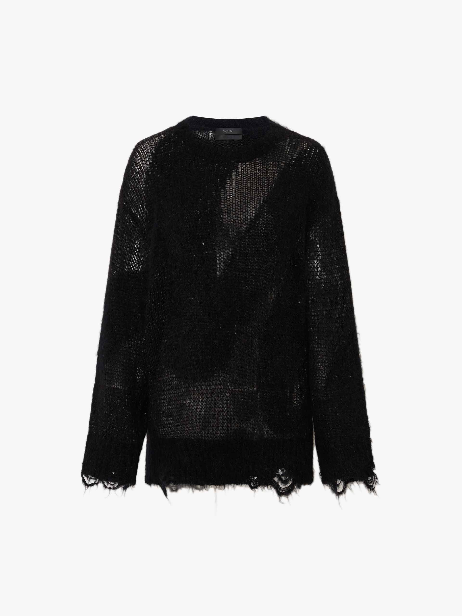 Distressed Sheer Knit Sweater - Image 5