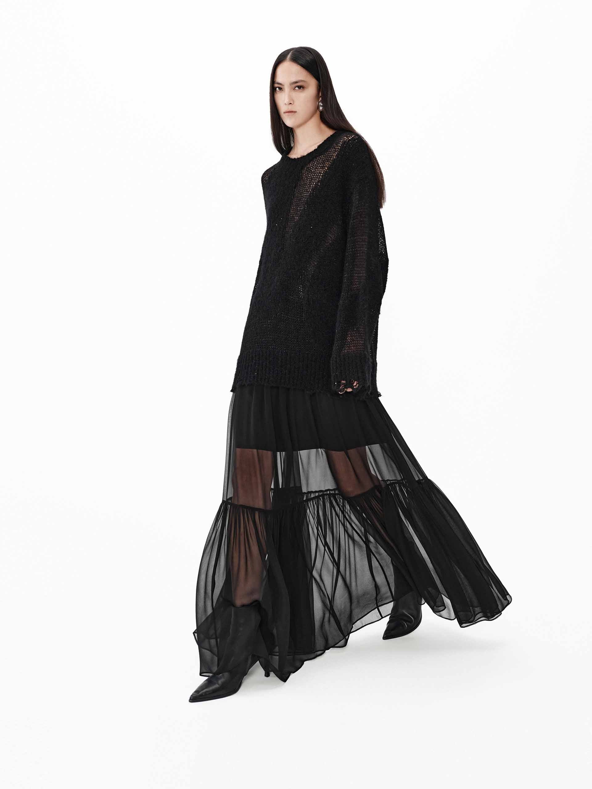 Distressed Sheer Knit Sweater - Image 6