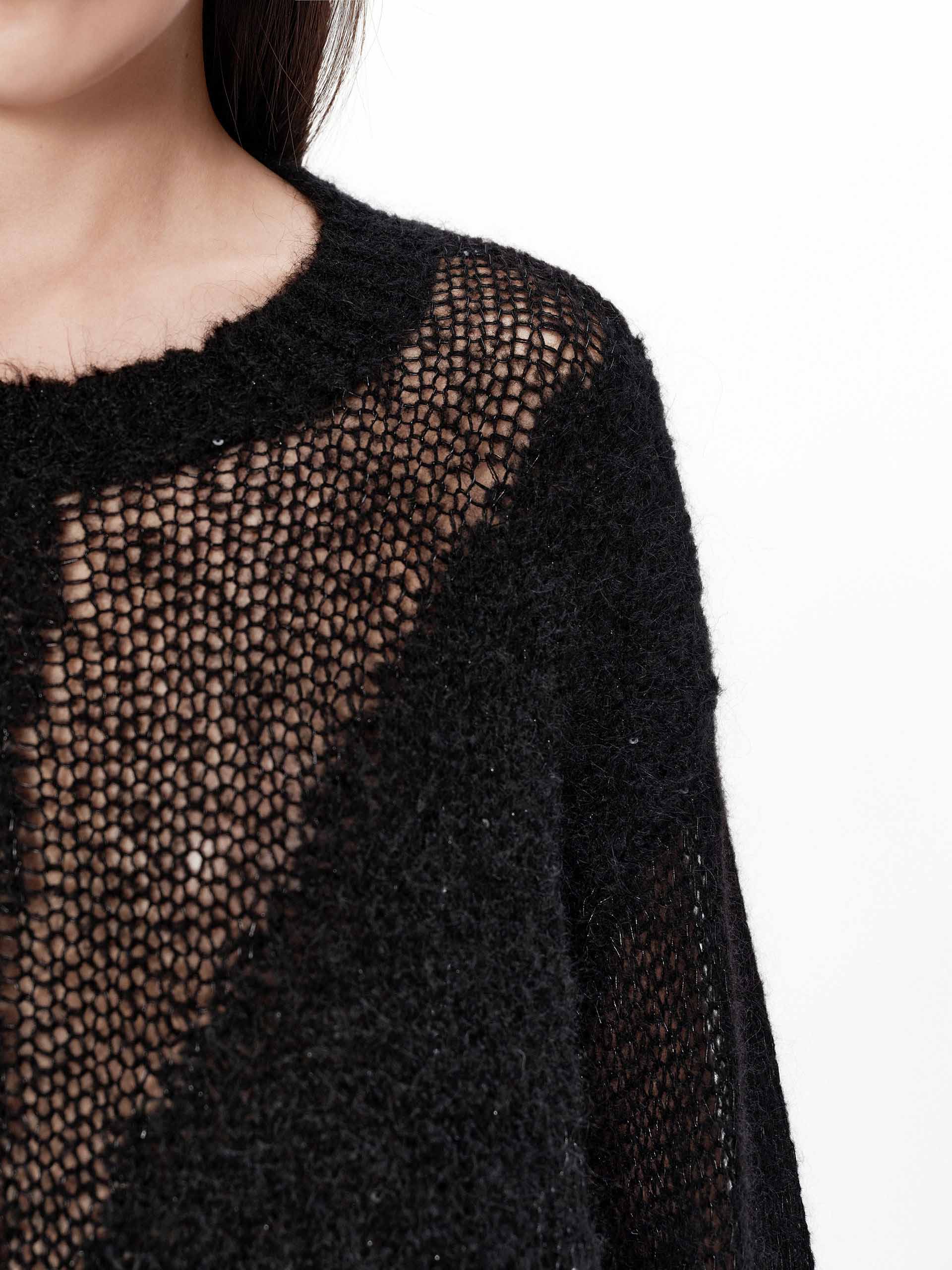 Distressed Sheer Knit Sweater - Image 7