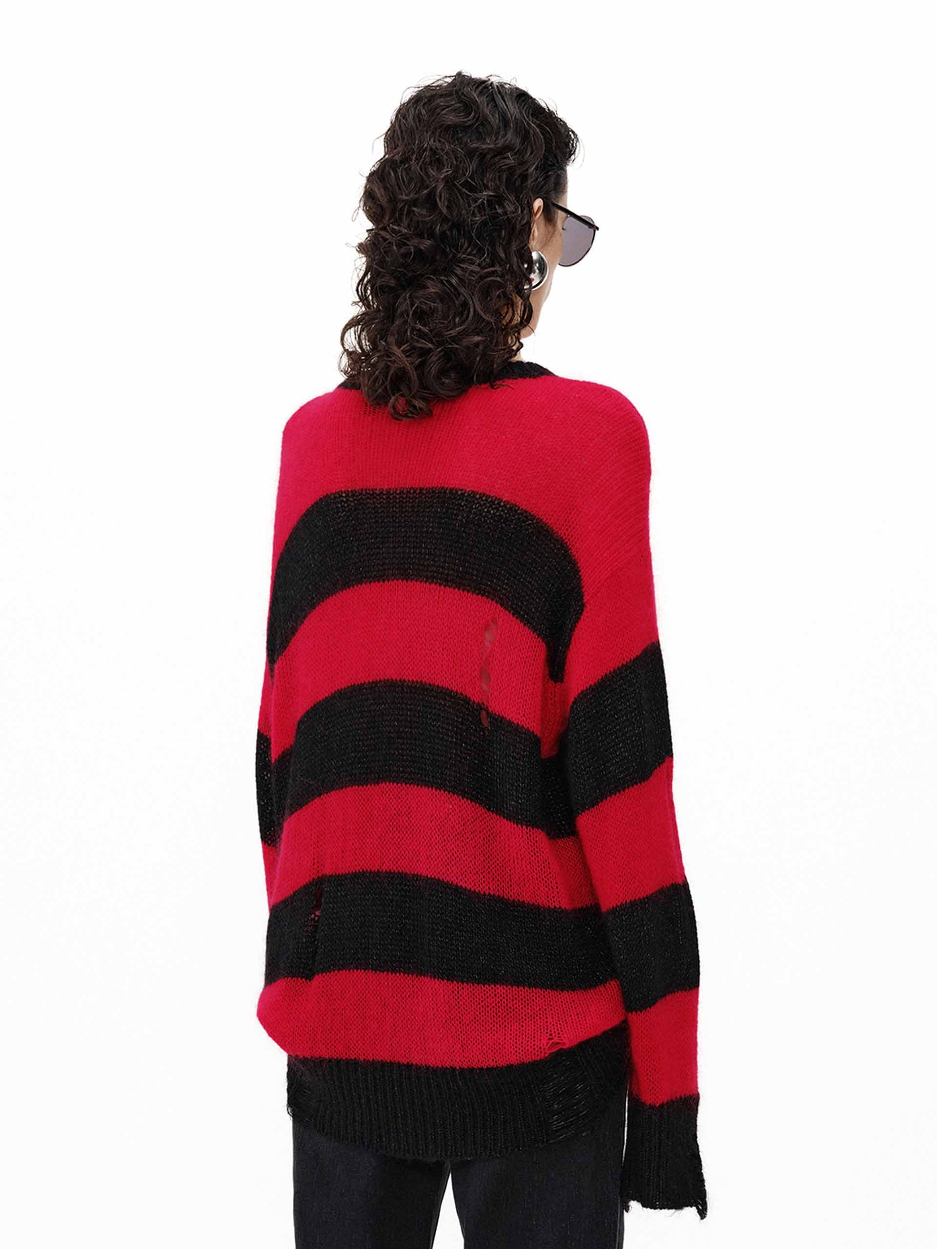 Distressed Stripe Knit Sweater - Image 3