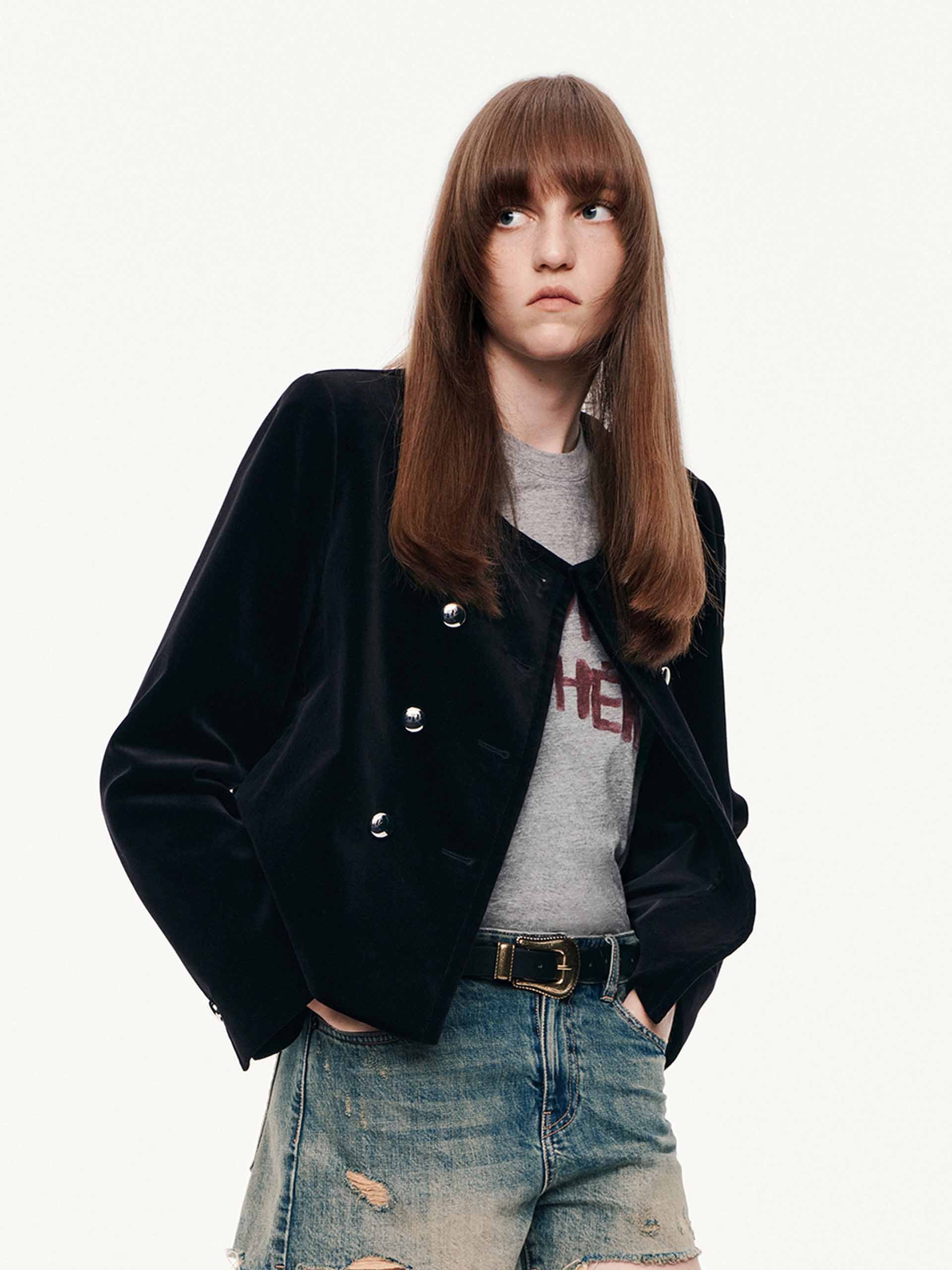 Double Breasted Cropped Coat - Image 3