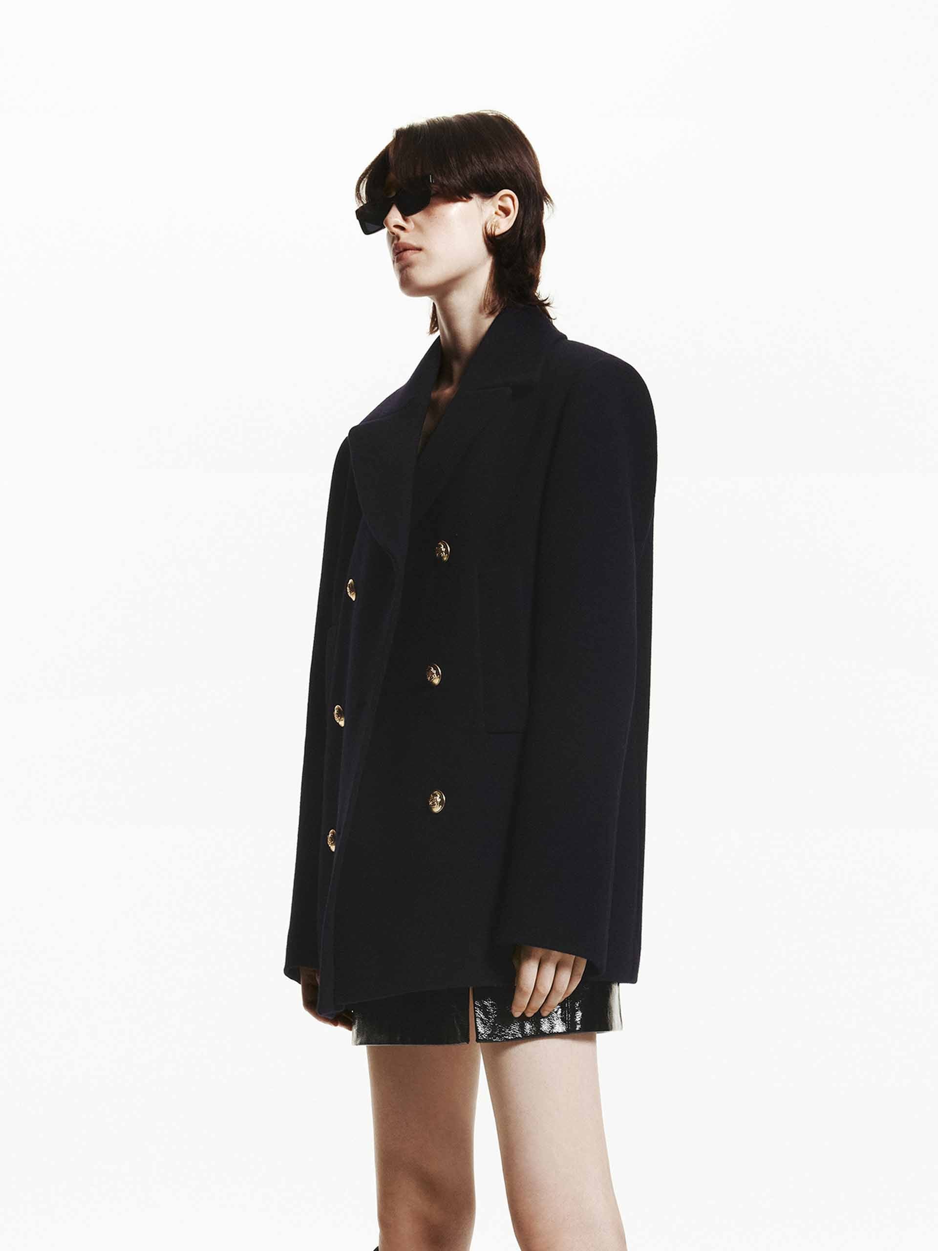 Double Breasted Mid Wool Coat - Image 8