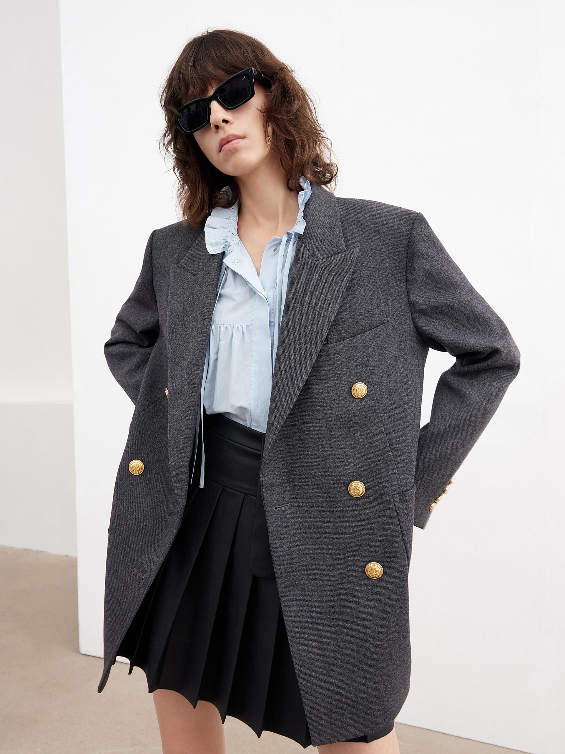Double Breasted Textured Blazer - Image 12
