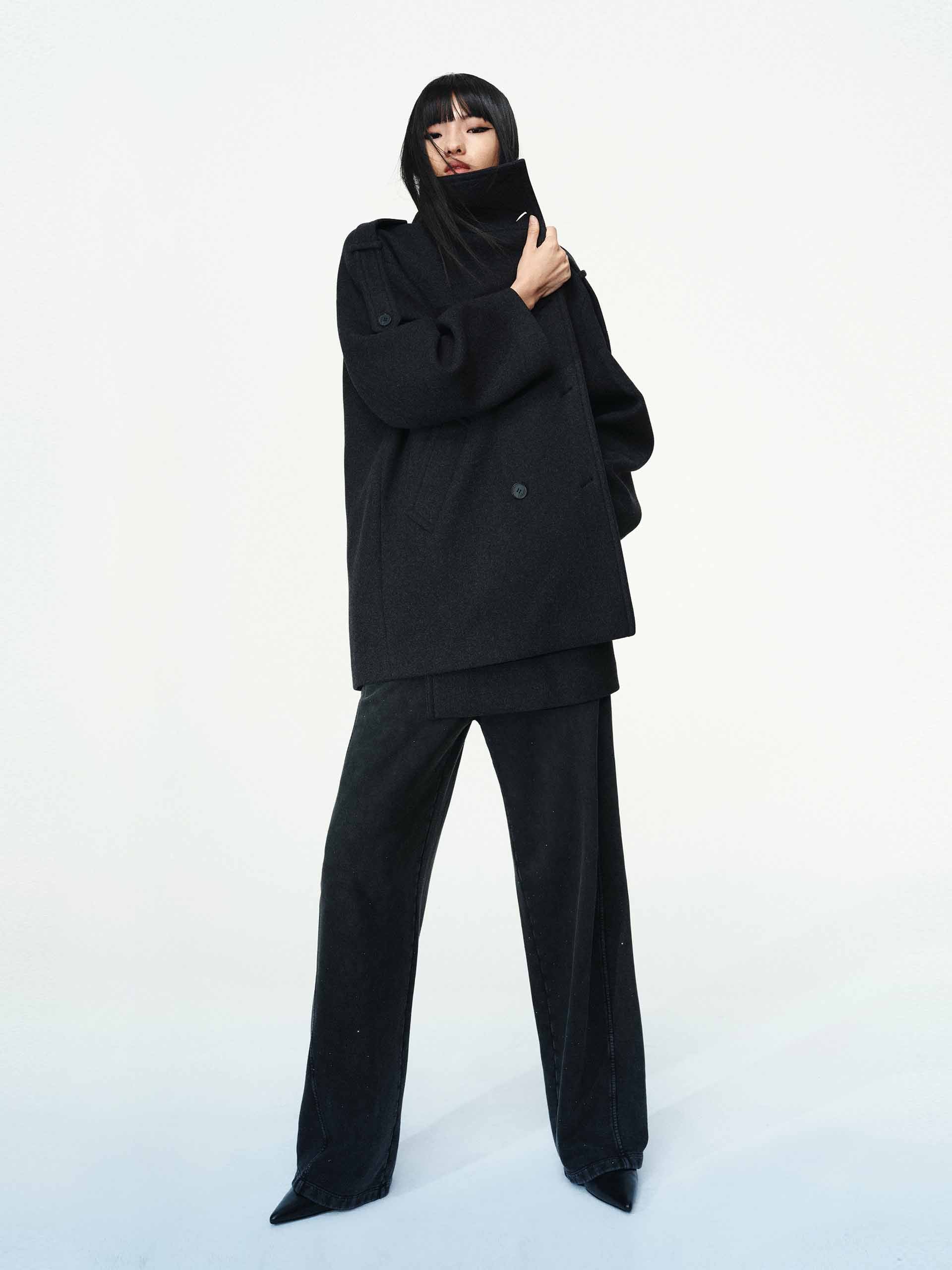 Double Breasted Wool Blend Coat - Image 10