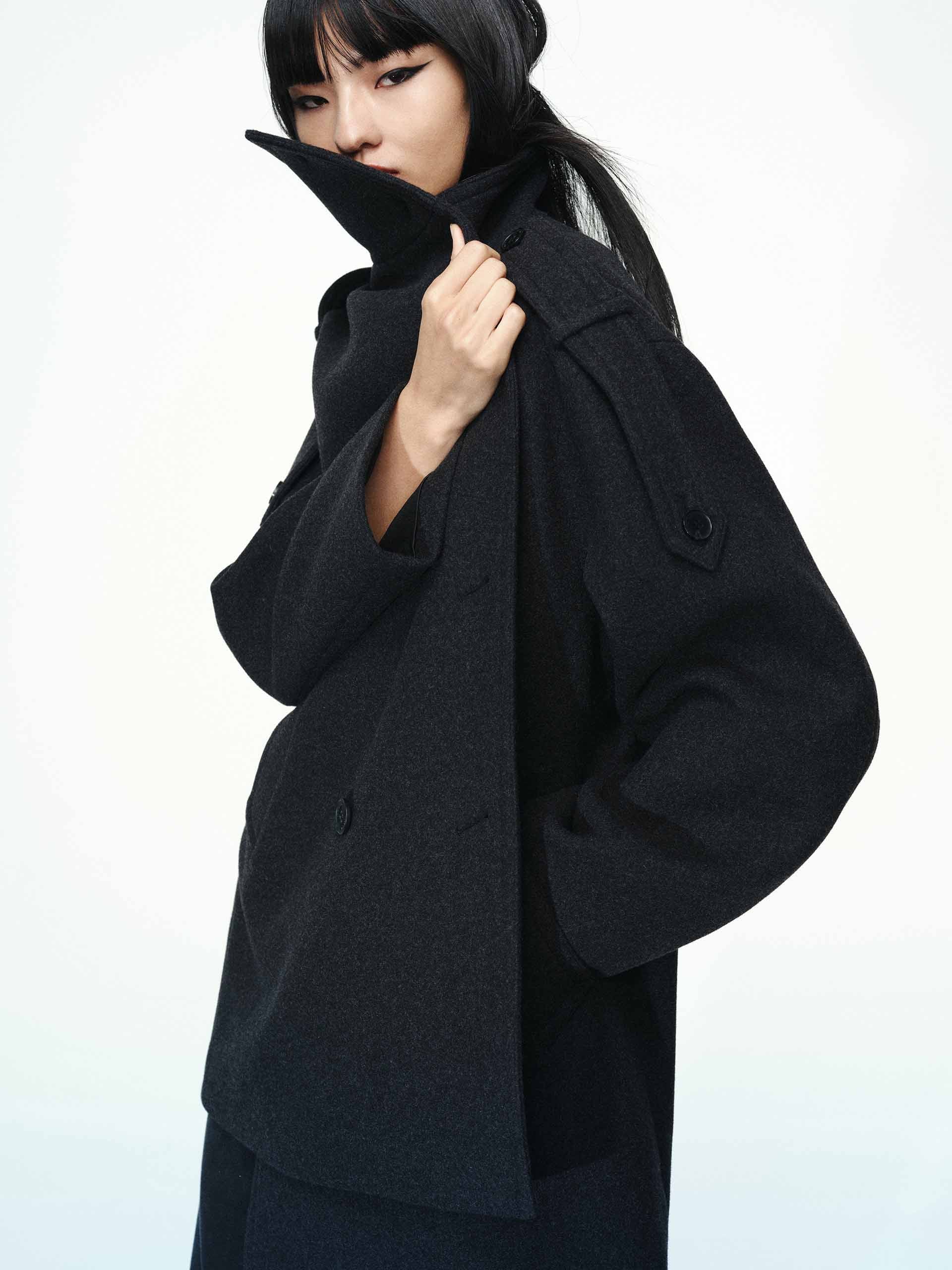 Double Breasted Wool Blend Coat - Image 11