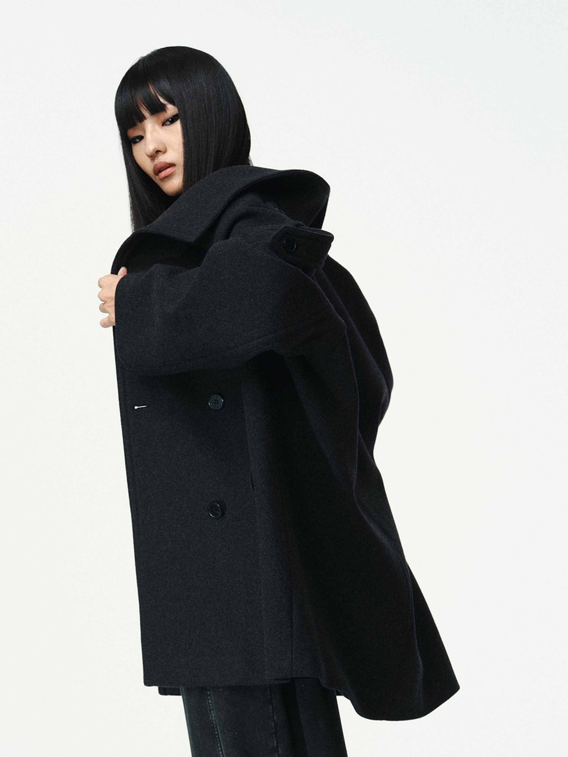 Double Breasted Wool Blend Coat - Image 15