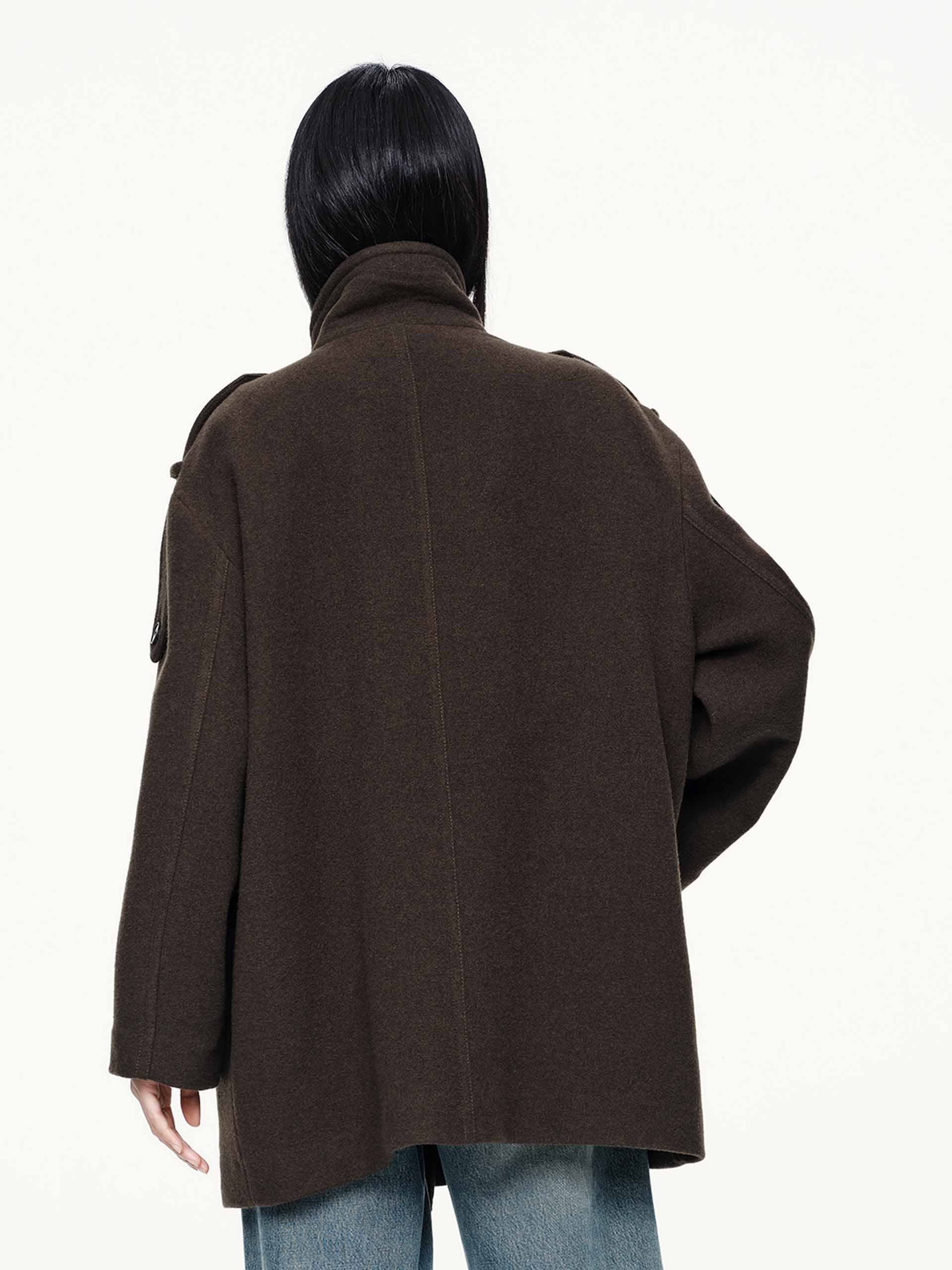 Double Breasted Wool Blend Coat - Image 6