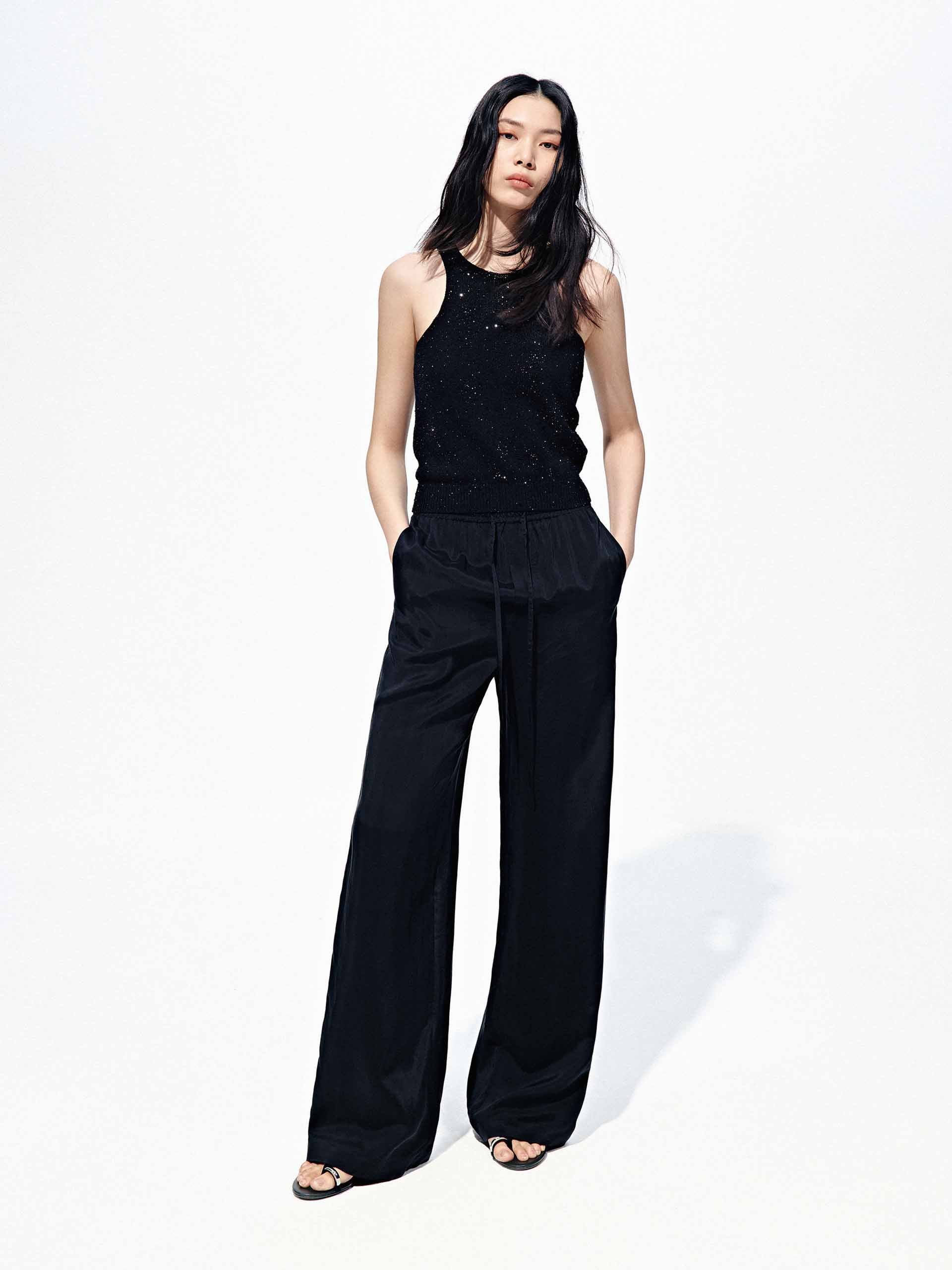 Draped Straight Drawstring Pants - Image 2