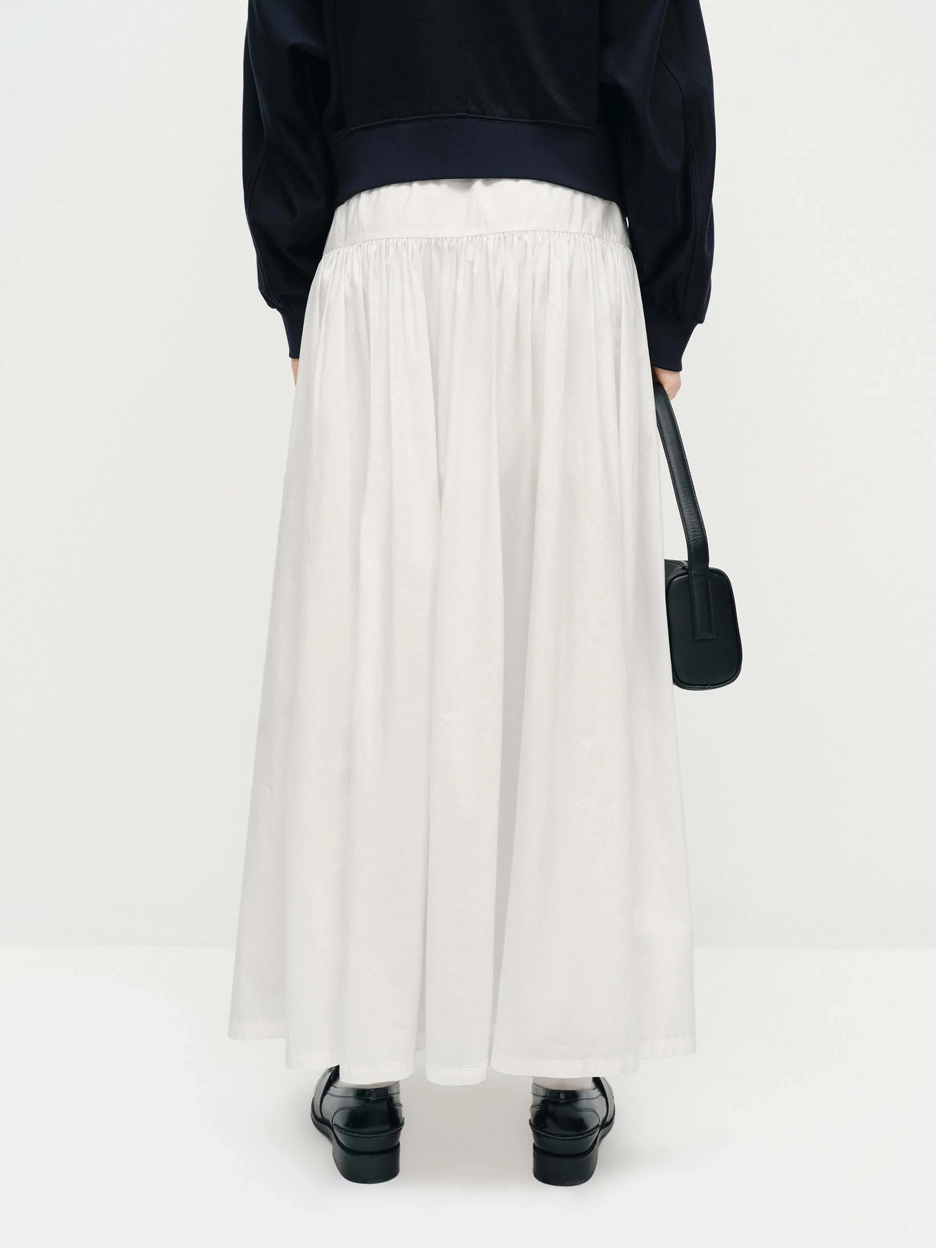 Drawstring A-line Maxi Skirt - Image 3