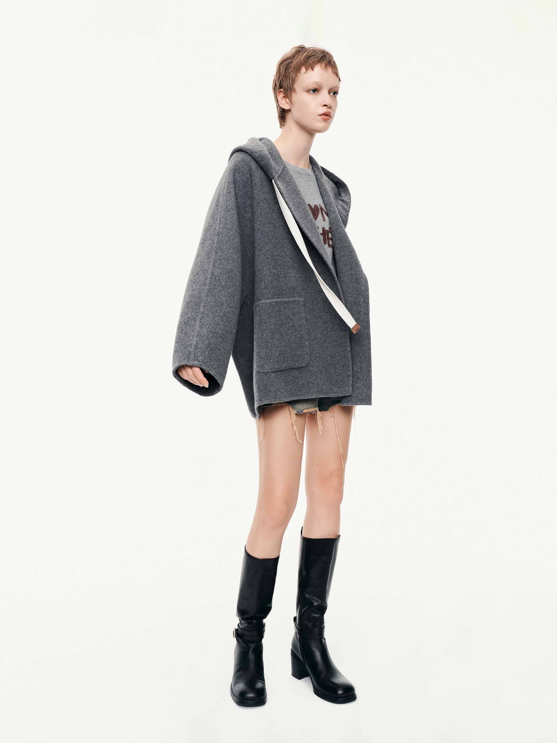 Drawstring Detail Wool Coat - Image 2