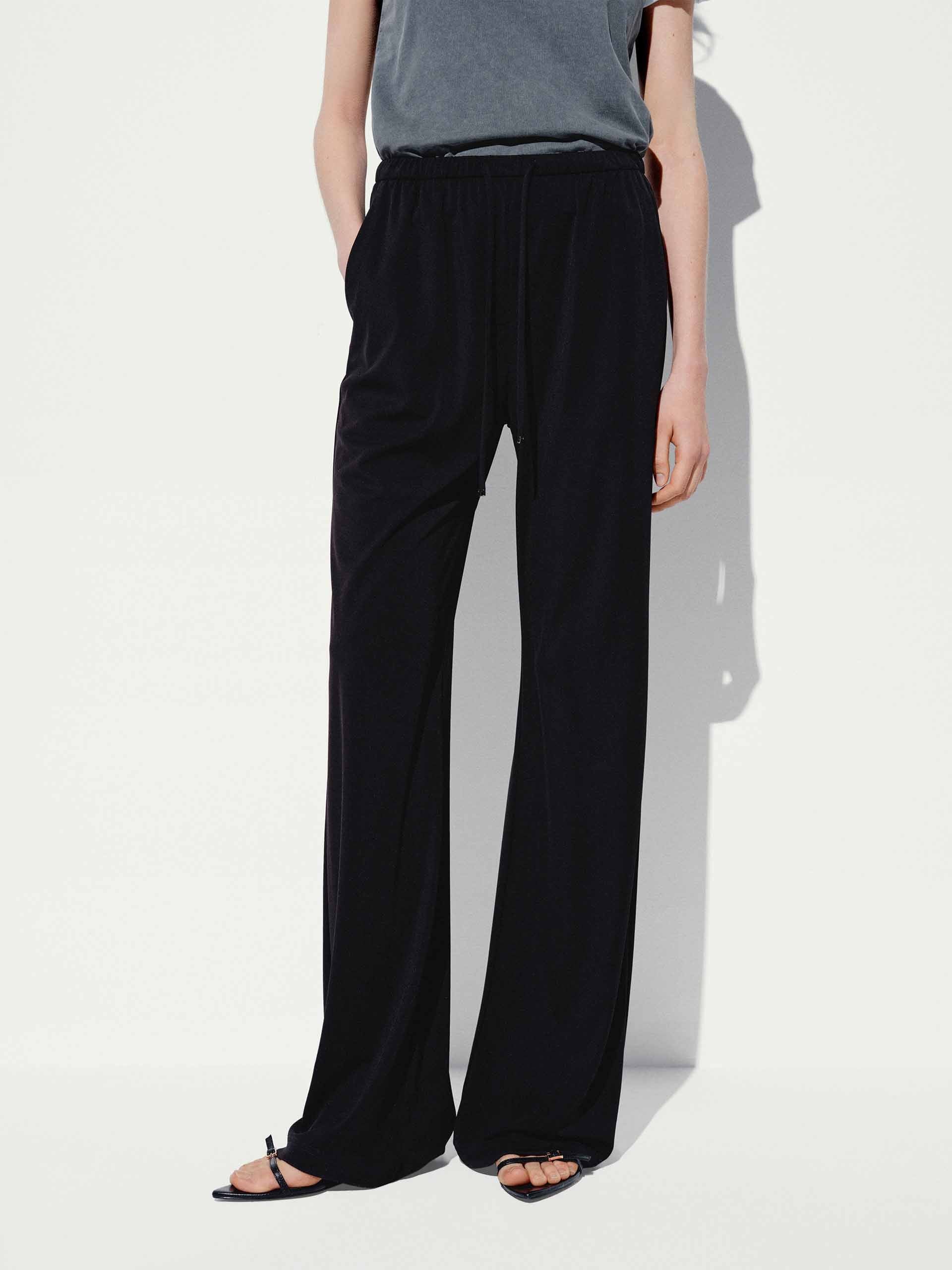 Drawstring Waist Flared Trousers
