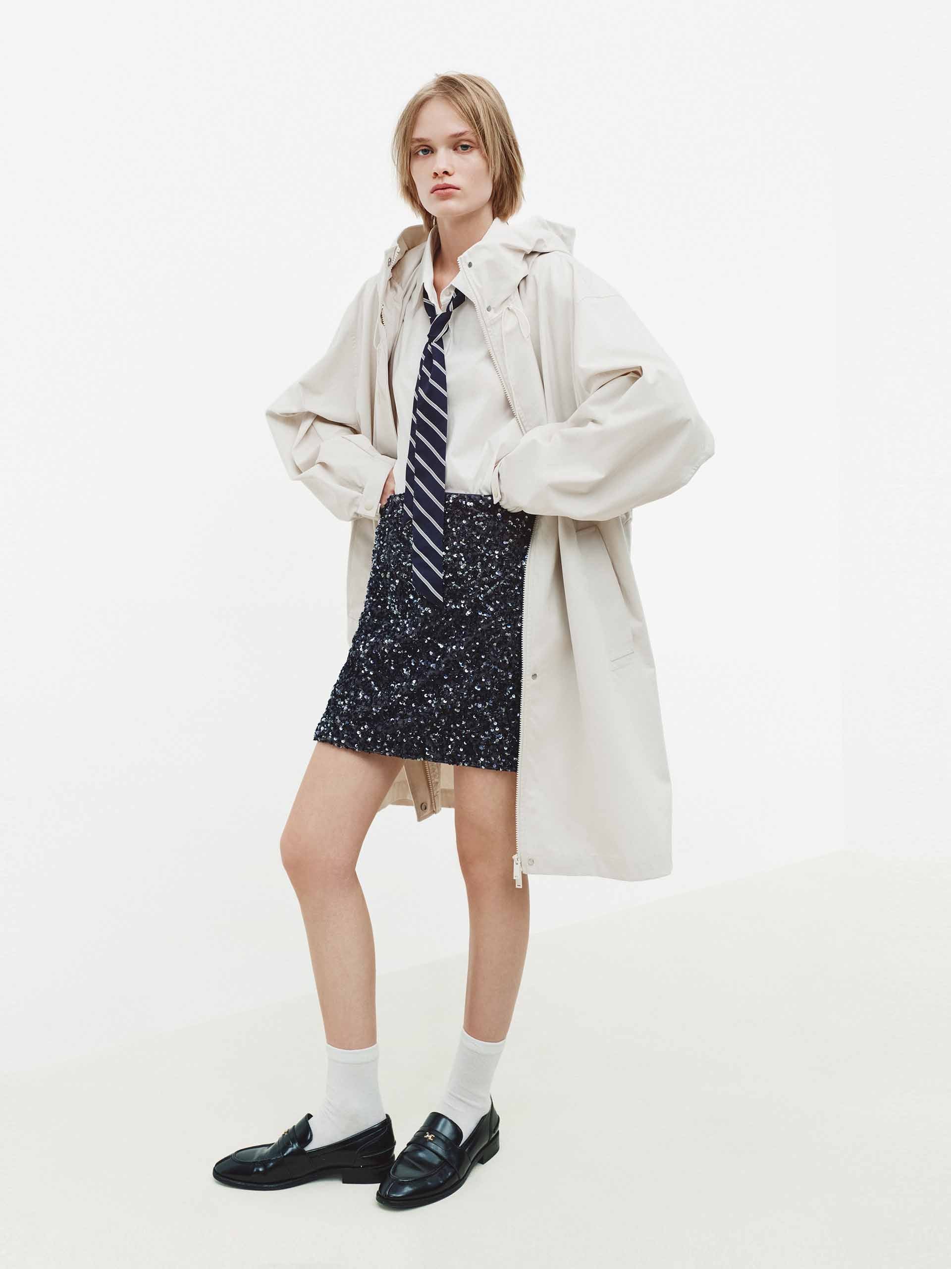 Drawstring Hooded Trench Coat - Image 2
