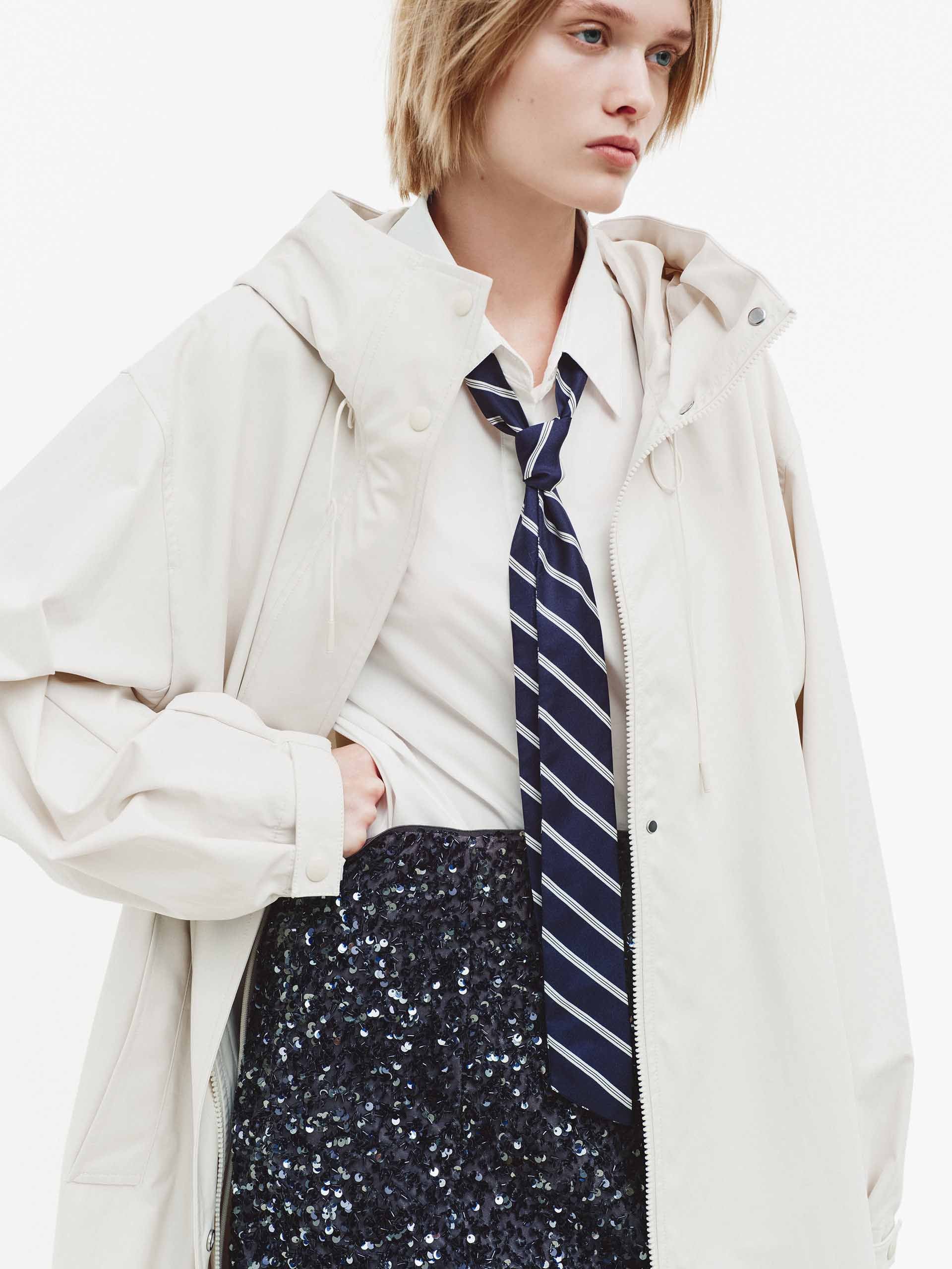 Drawstring Hooded Trench Coat - Image 8