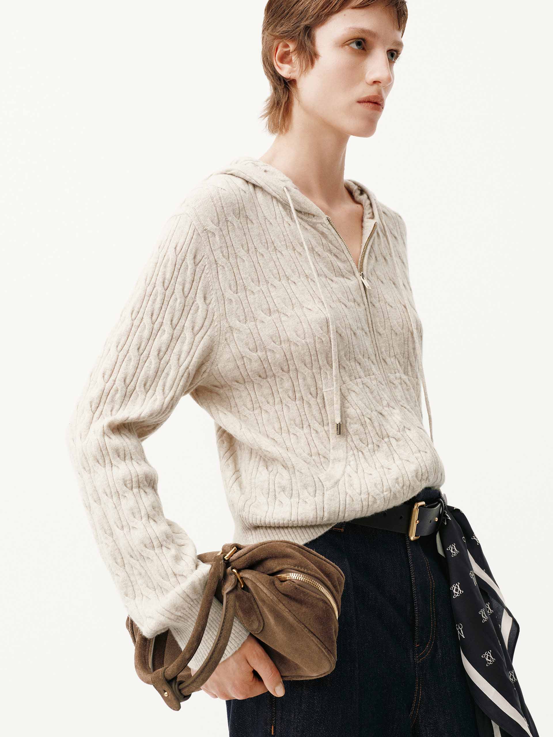 Drawstring Hooded Zipper Cardigan - Image 10