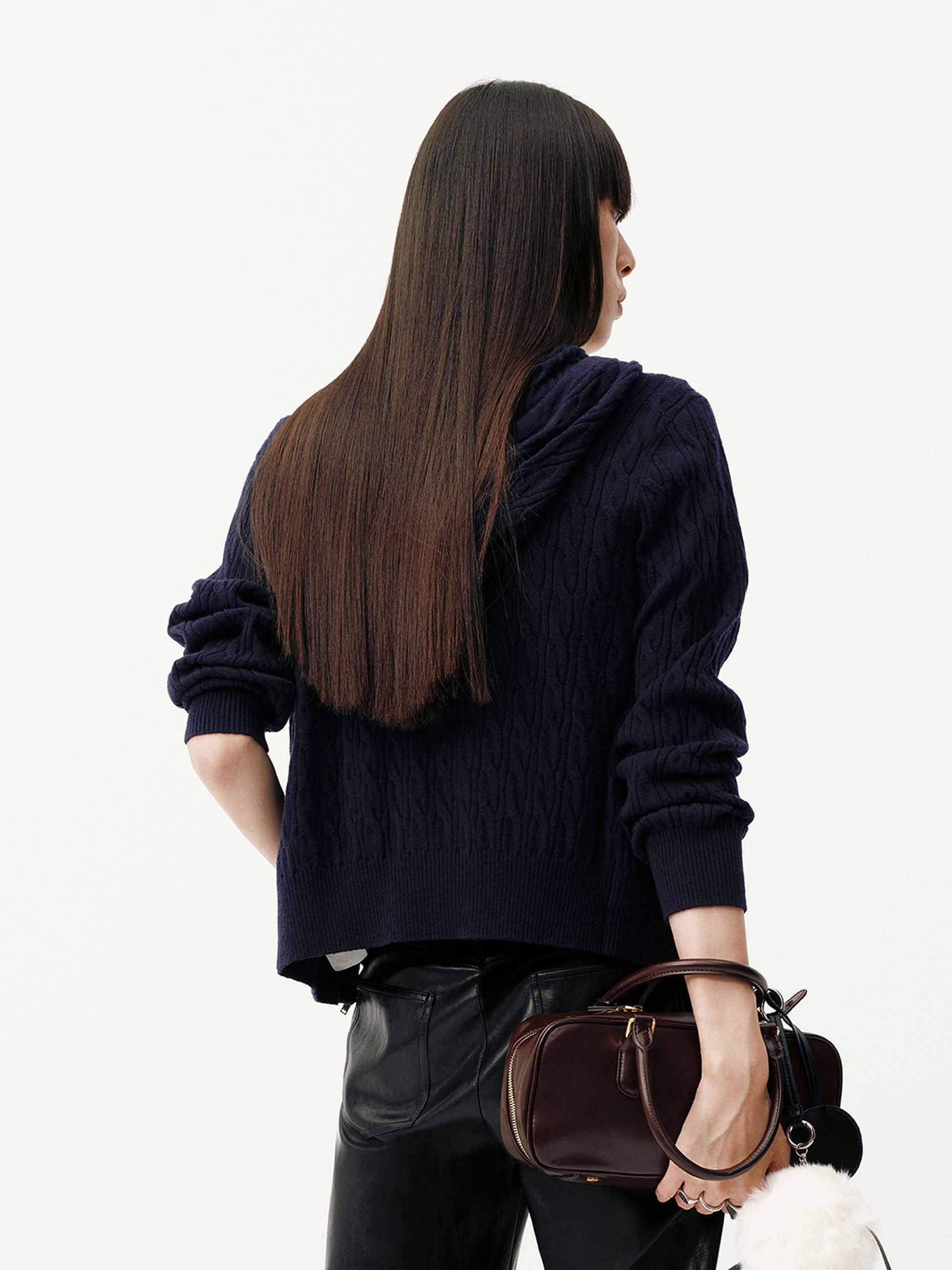 Drawstring Hooded Zipper Cardigan - Image 6