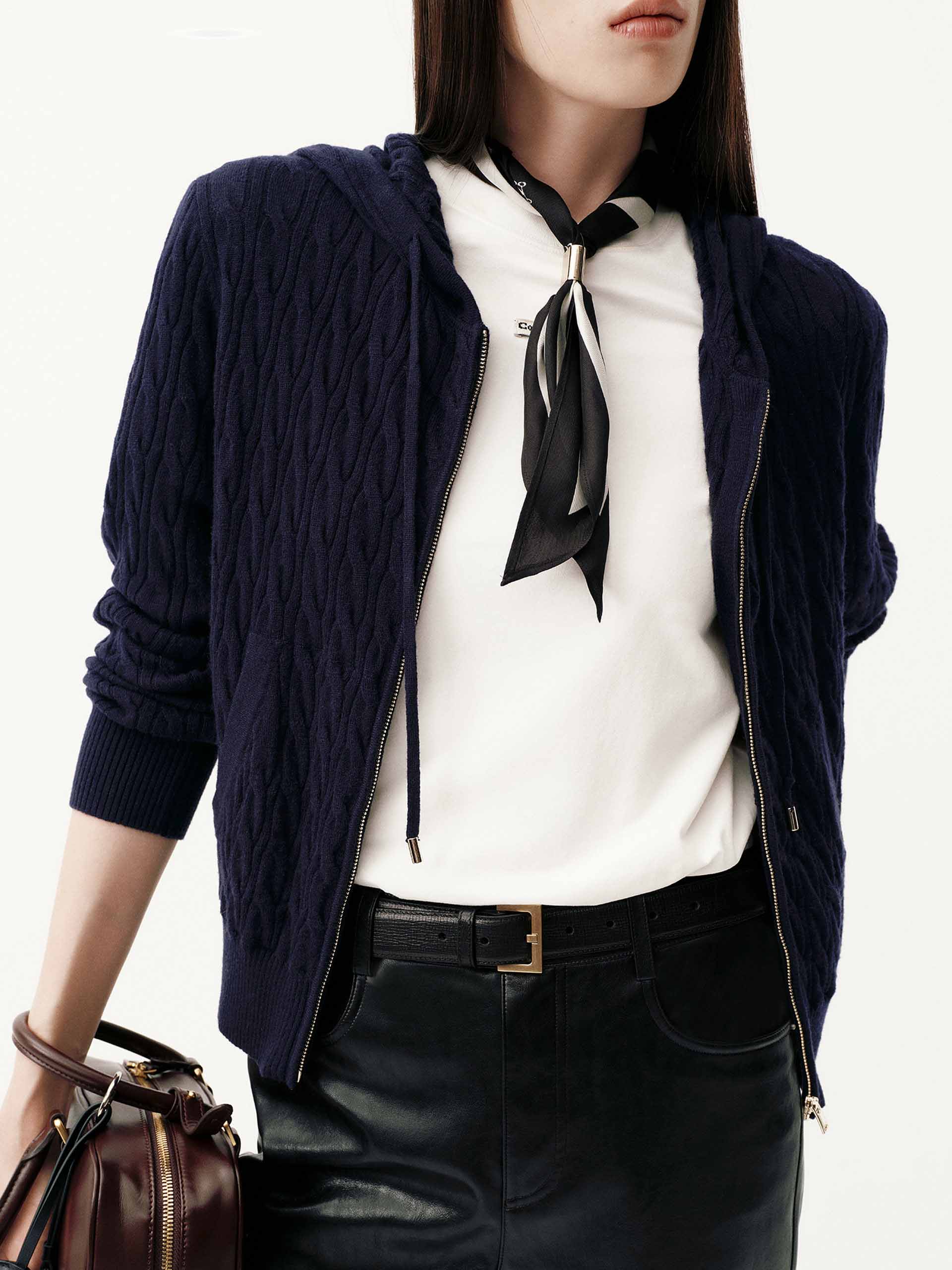 Drawstring Hooded Zipper Cardigan - Image 7