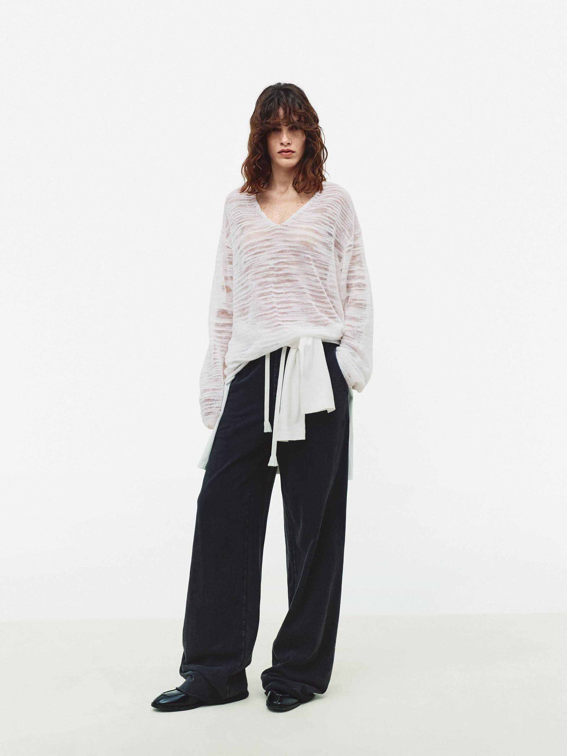 Drawstring Raw Hem Pants - Image 2