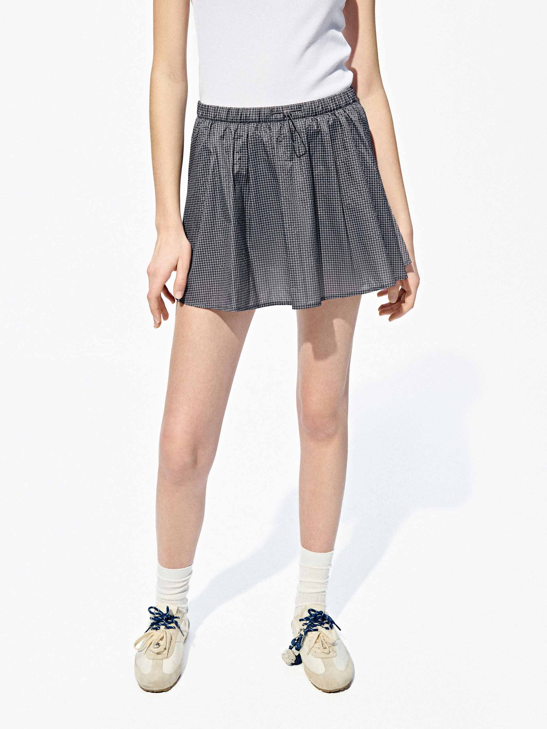 Drawstring Waist Mini Skort