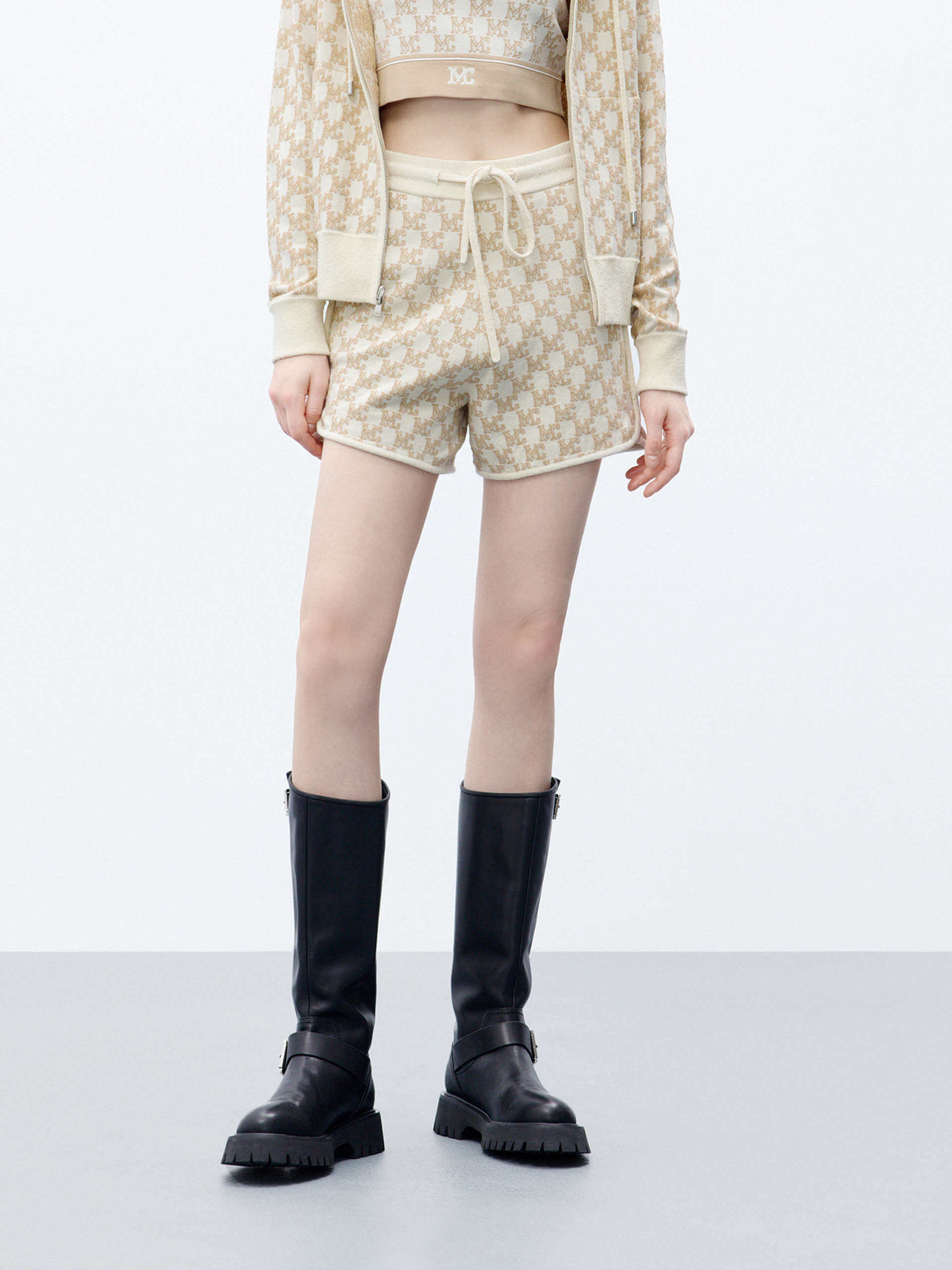 Drawstring Waist Monogram Shorts