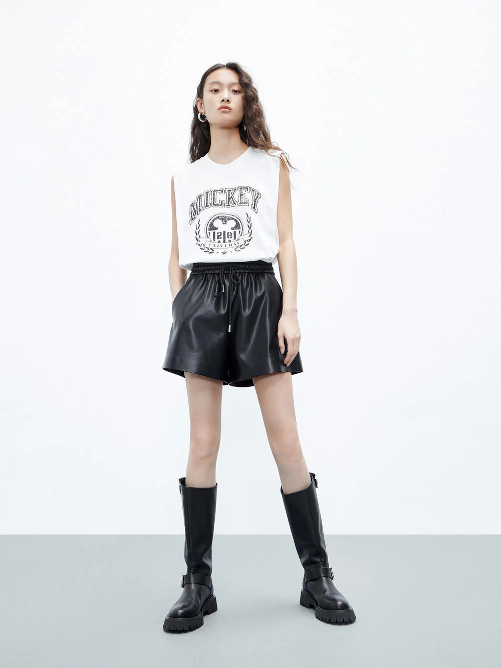 Drawstring Waist PU Shorts - Image 3