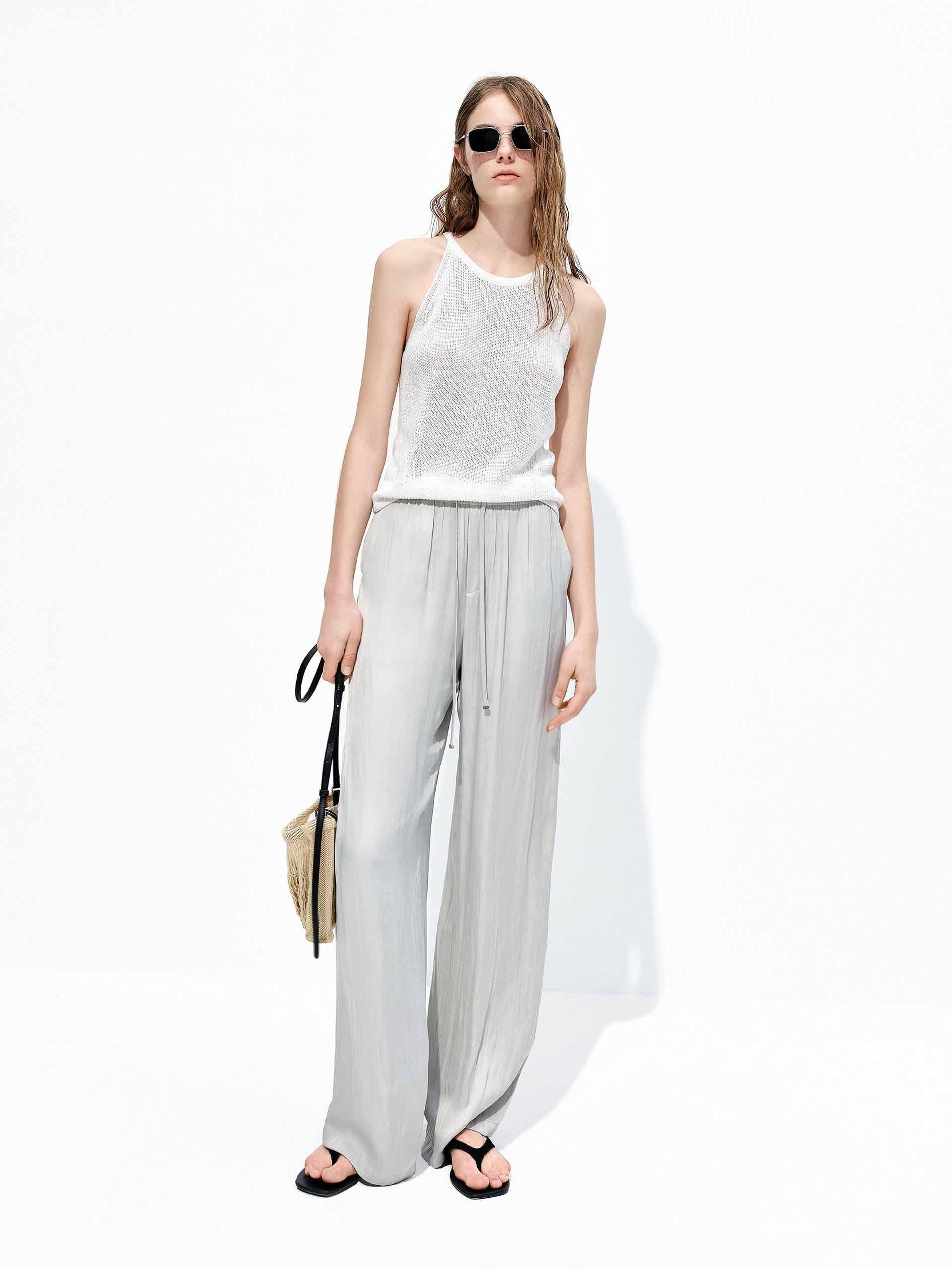 Drawstring Waist Straight Pants - Image 9