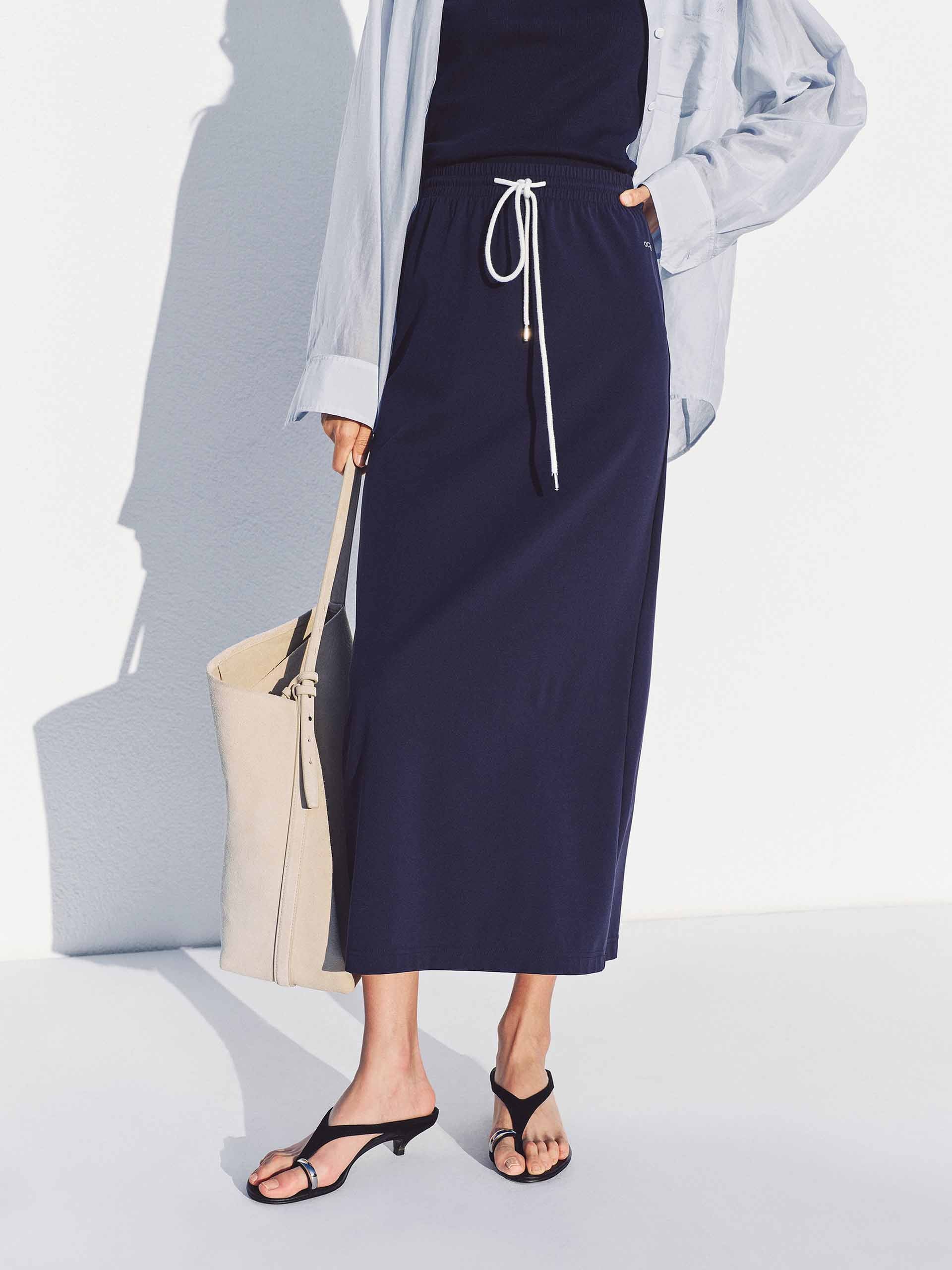 Drawstring Waist Straight Skirt