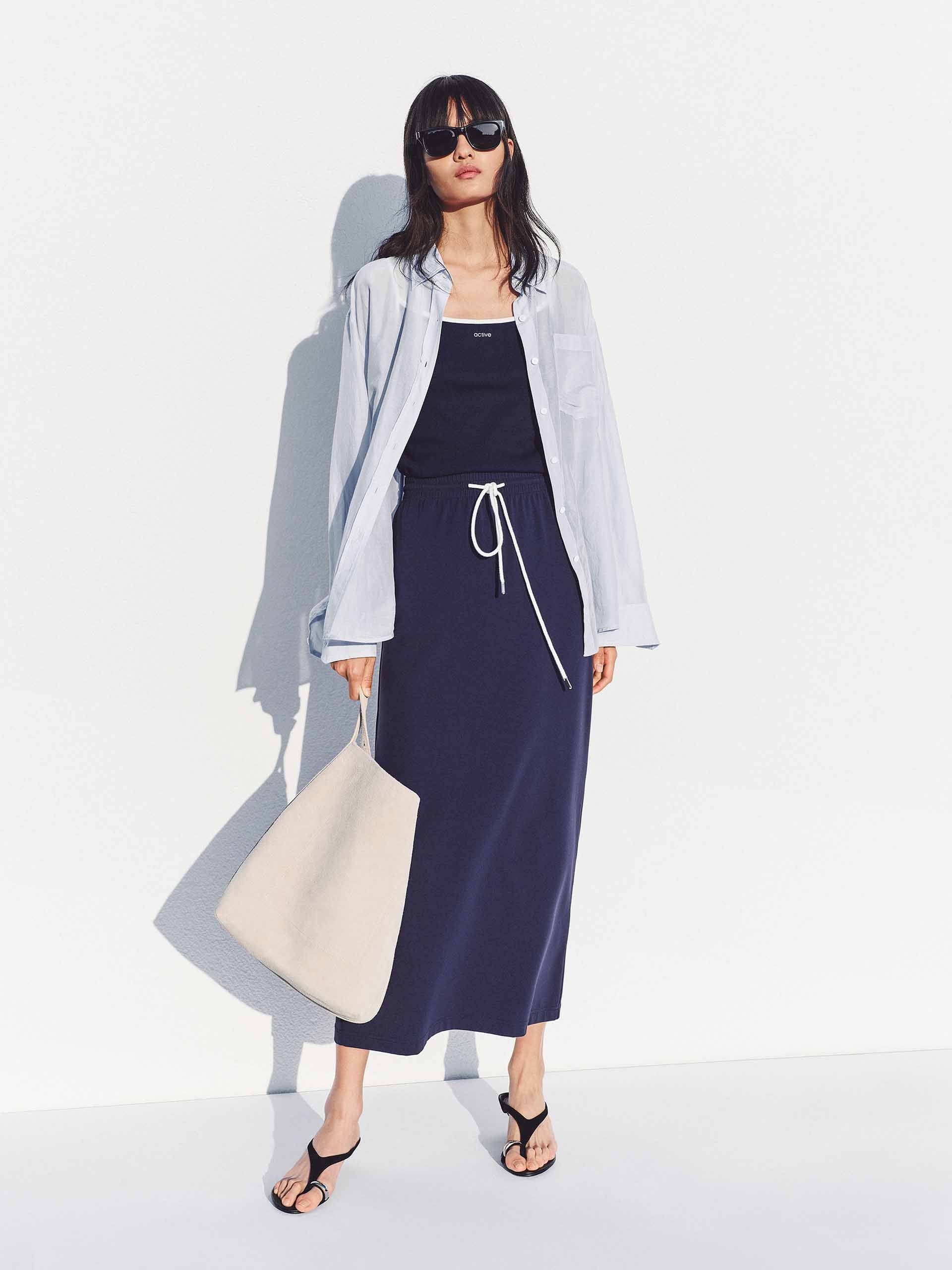Drawstring Waist Straight Skirt - Image 2