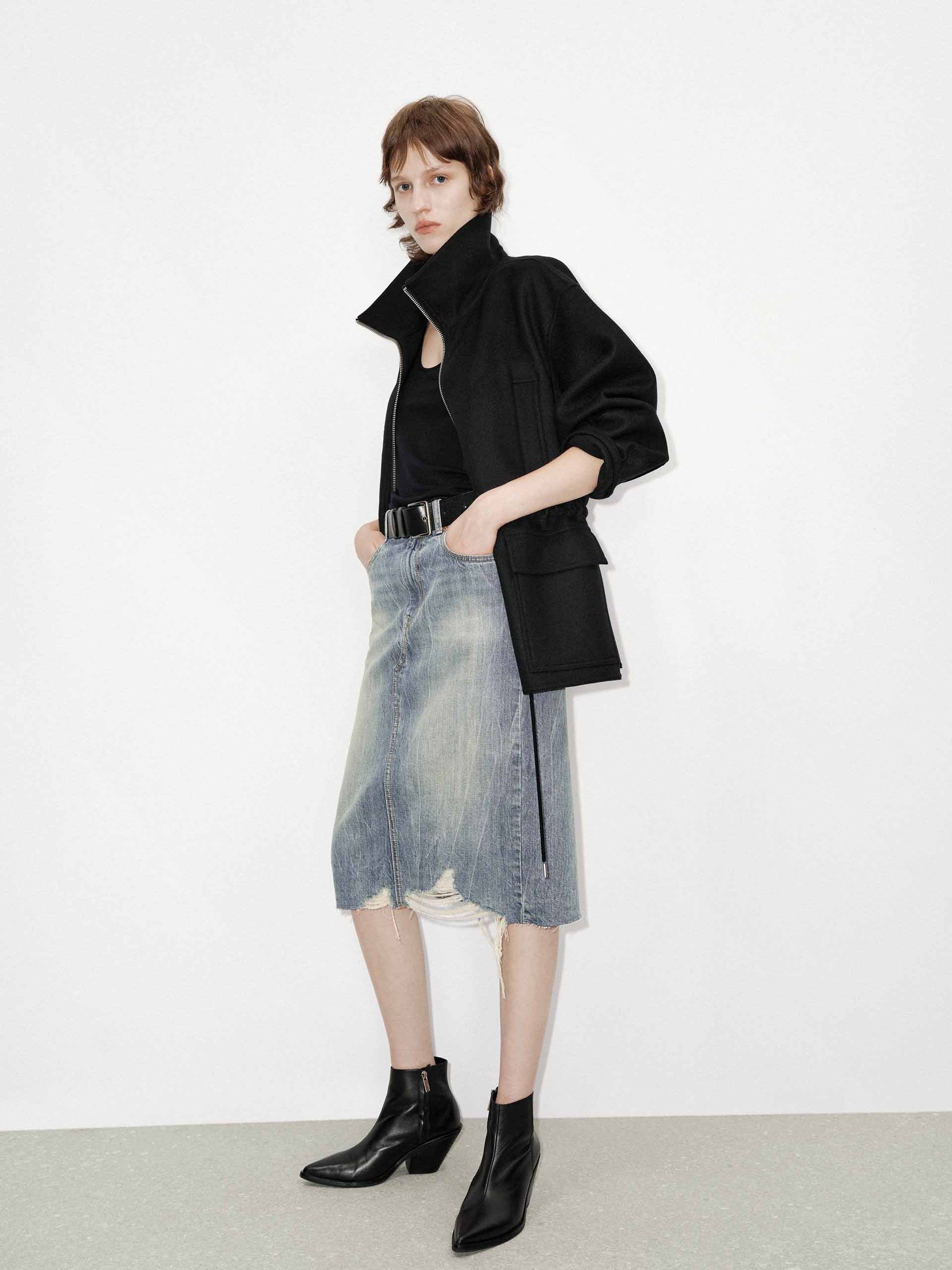 Drawstring Waist Wool Coat - Image 2