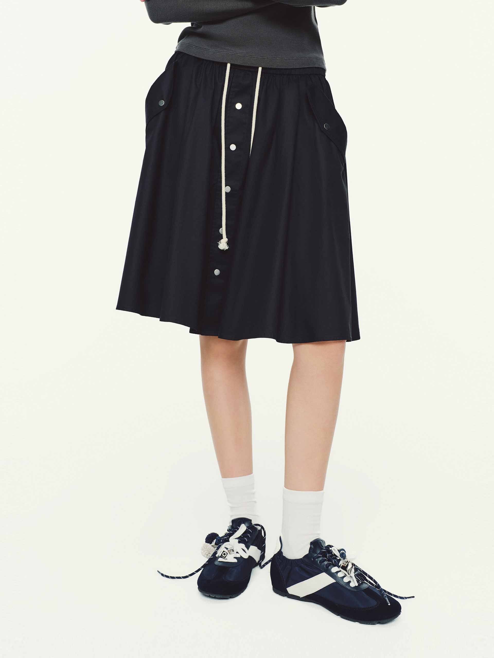 Drawstring Waistband Cotton Skirt