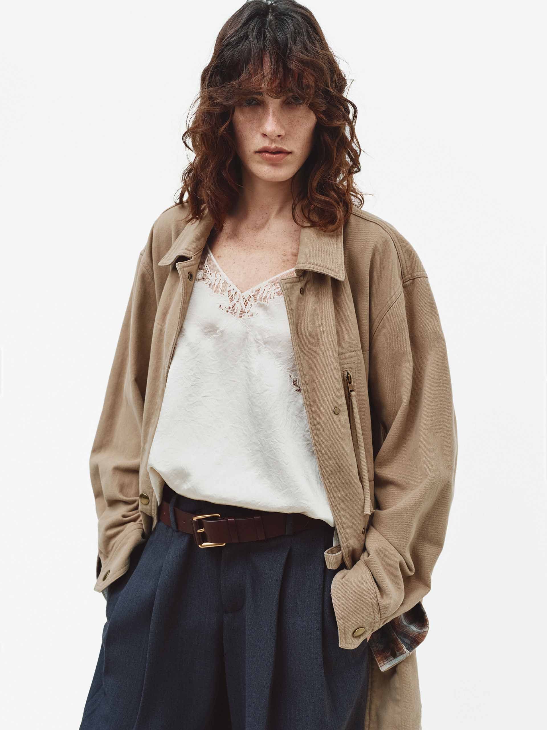 Drawstring Waisted Cotton Coat