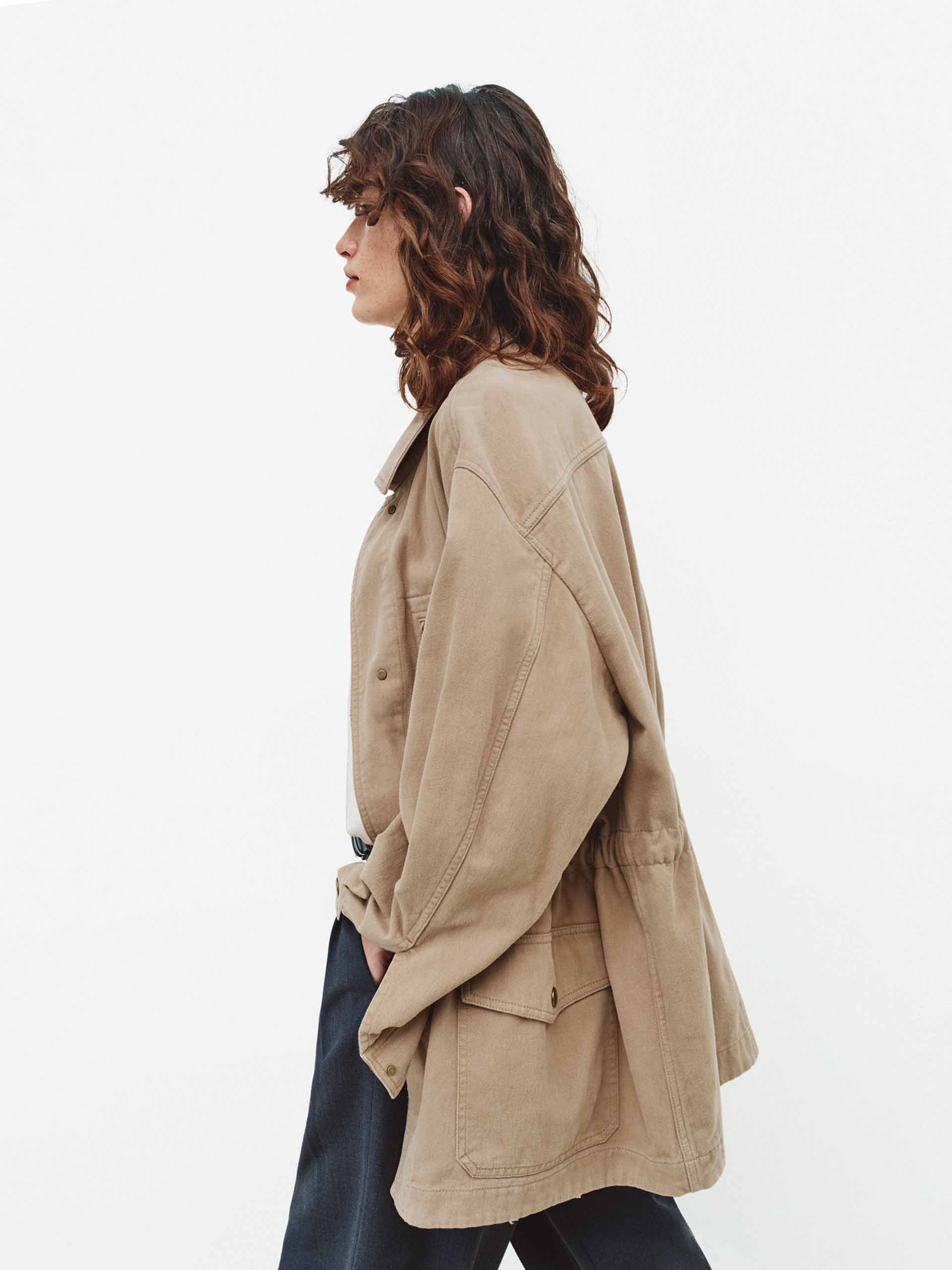 Drawstring Waisted Cotton Coat - Image 6