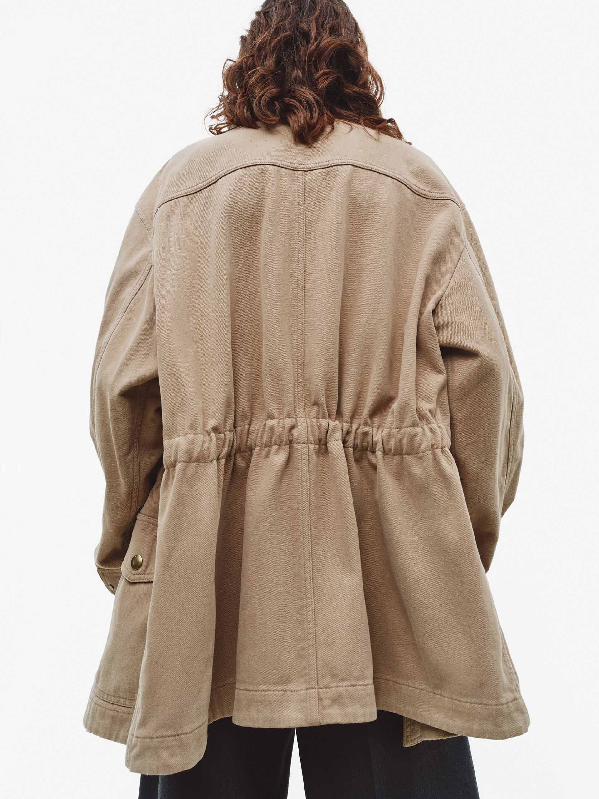 Drawstring Waisted Cotton Coat - Image 7
