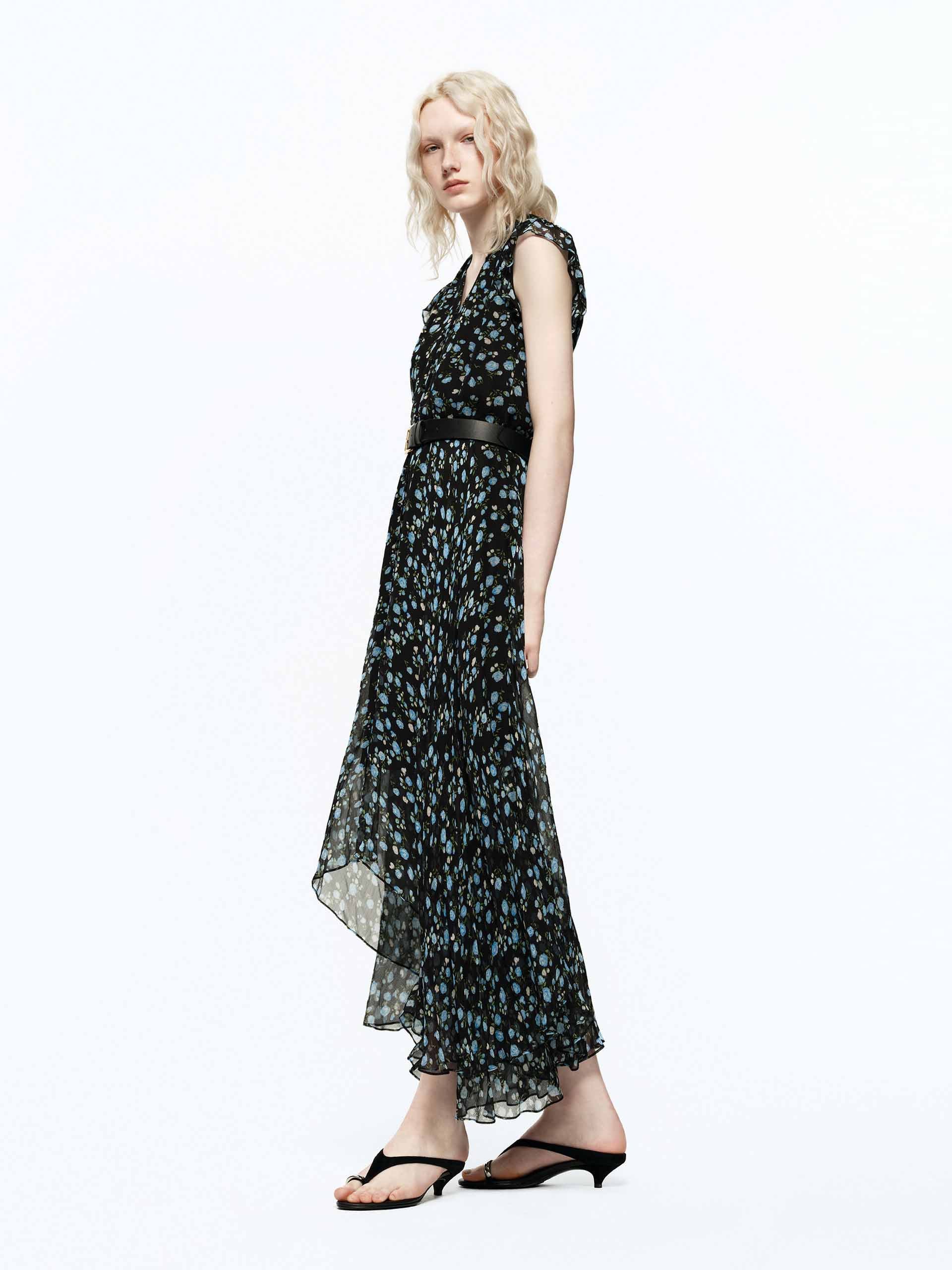 Floral Asymmetric Midi Dress - Image 5