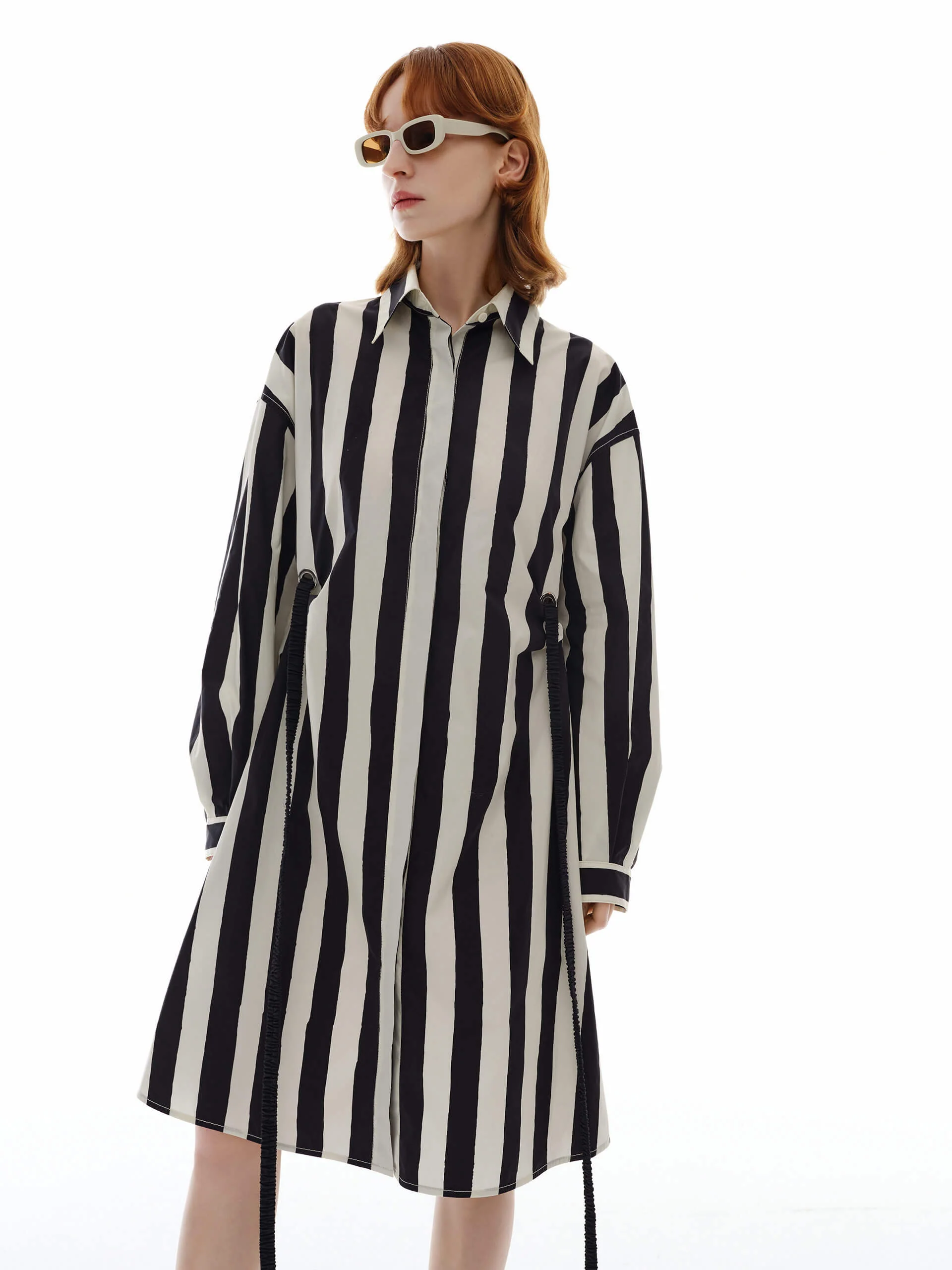 Drop Shoulder Striped Dress