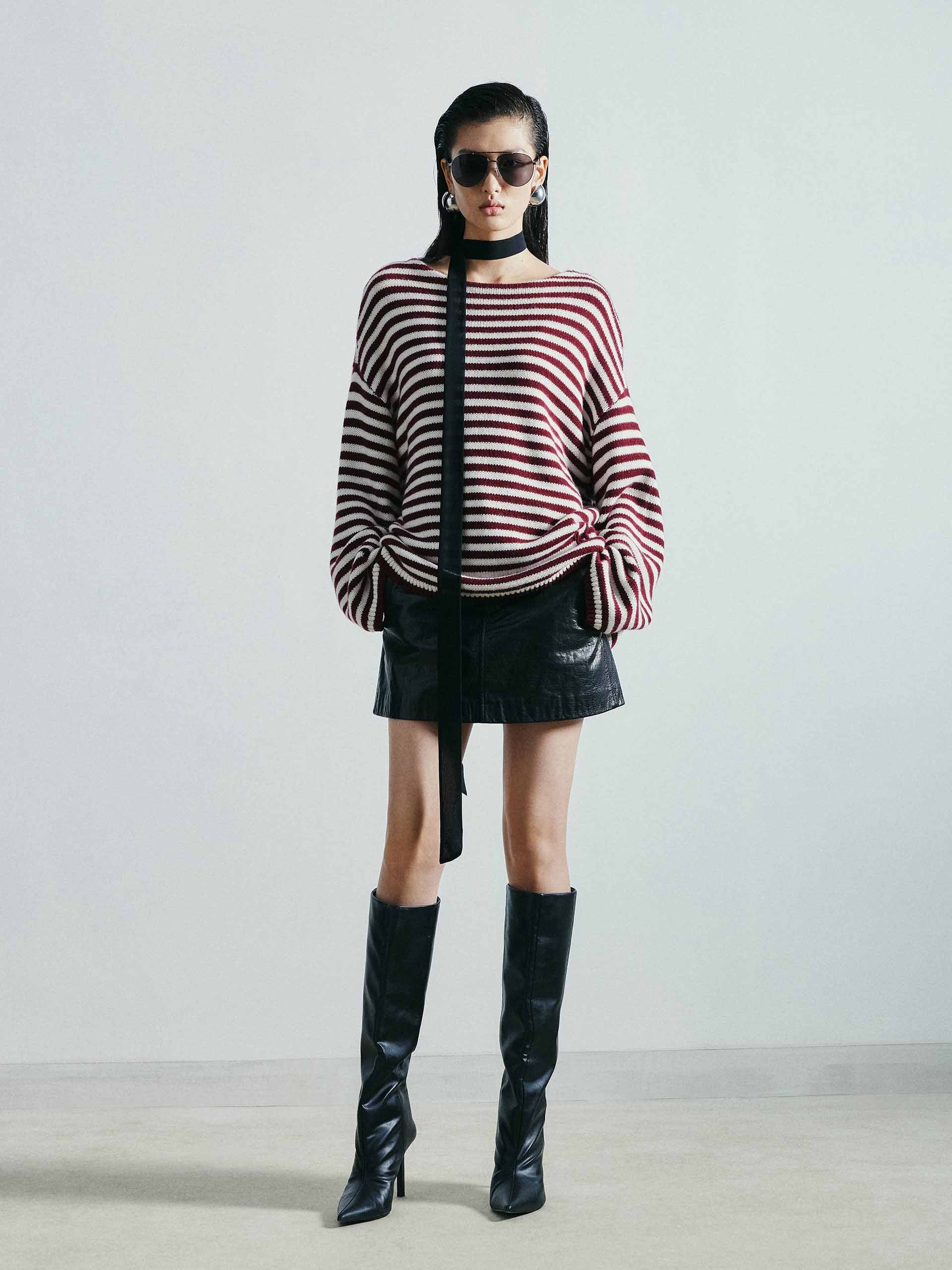 Drop Shoulder Striped Sweater - Image 2