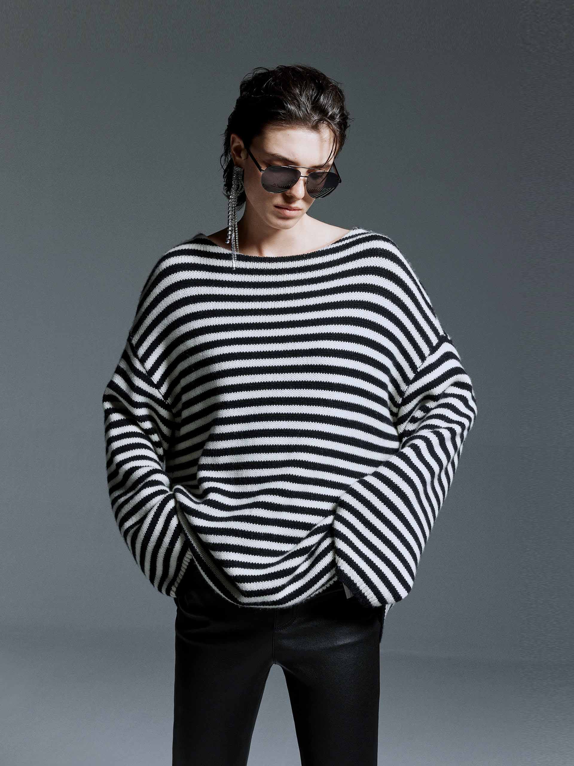 Drop Shoulder Striped Sweater - Image 9