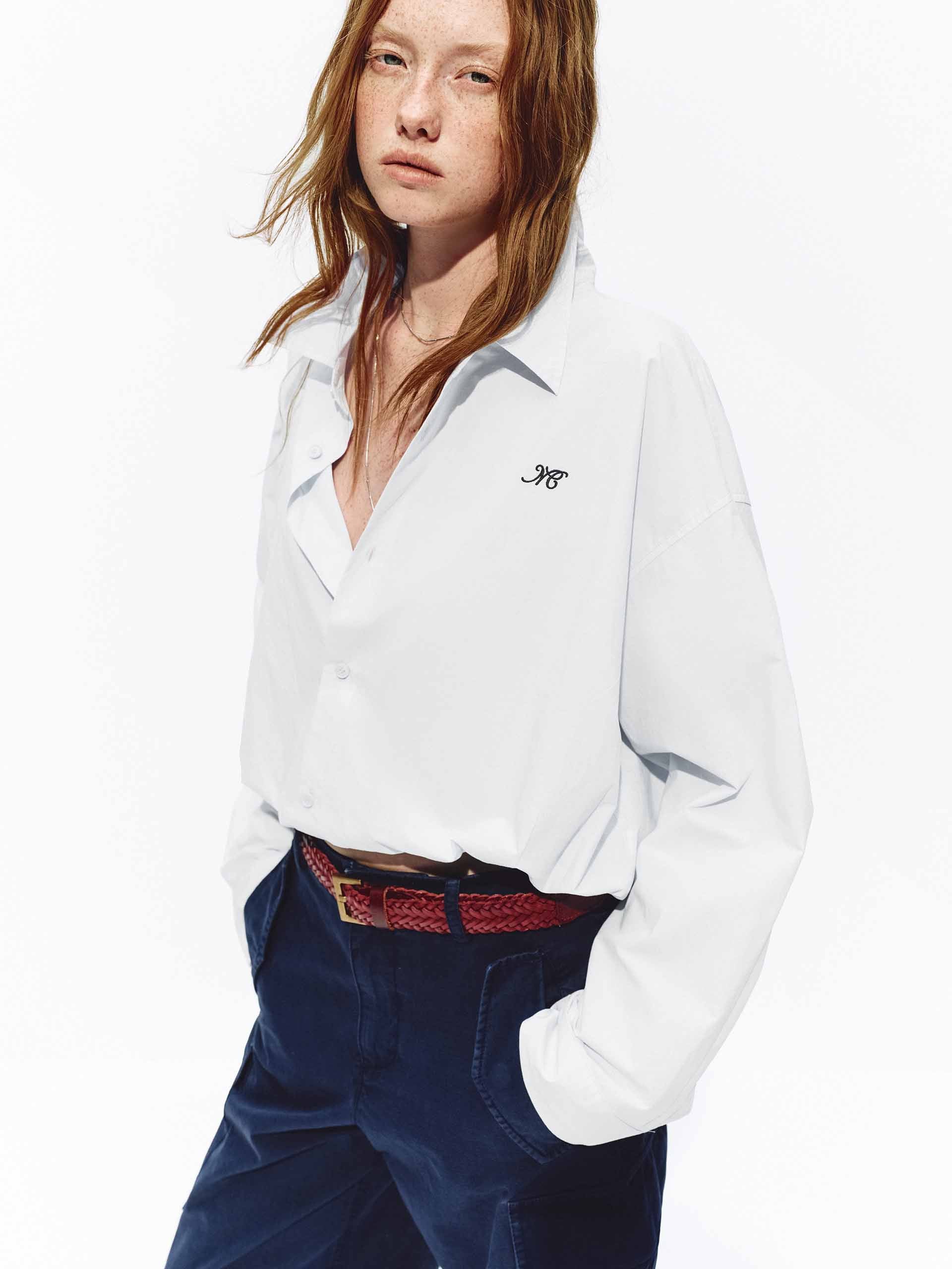 Elastic Hem Cotton Blouse - Image 8