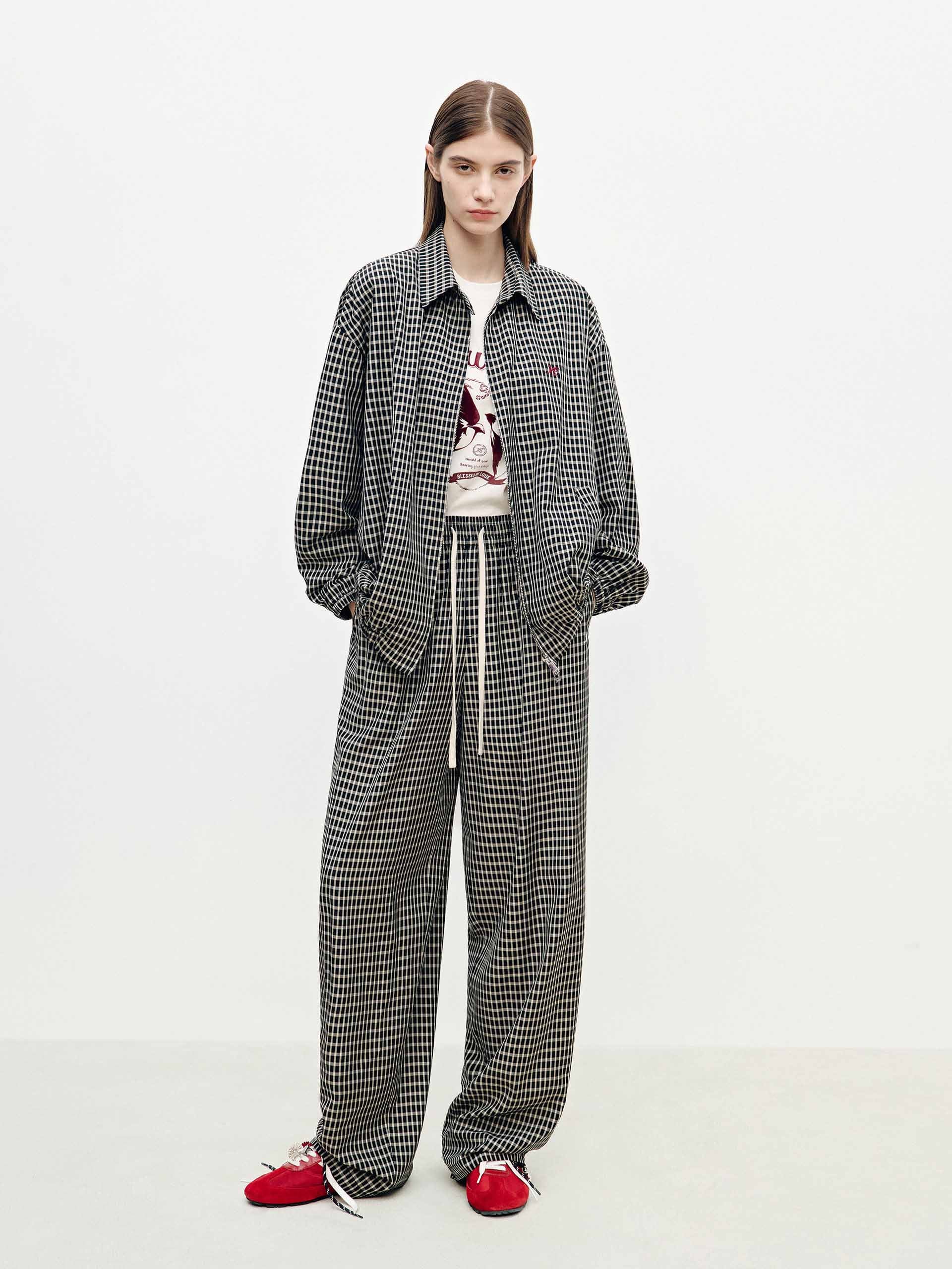 Elastic Hem Plaid Jacket - Image 2