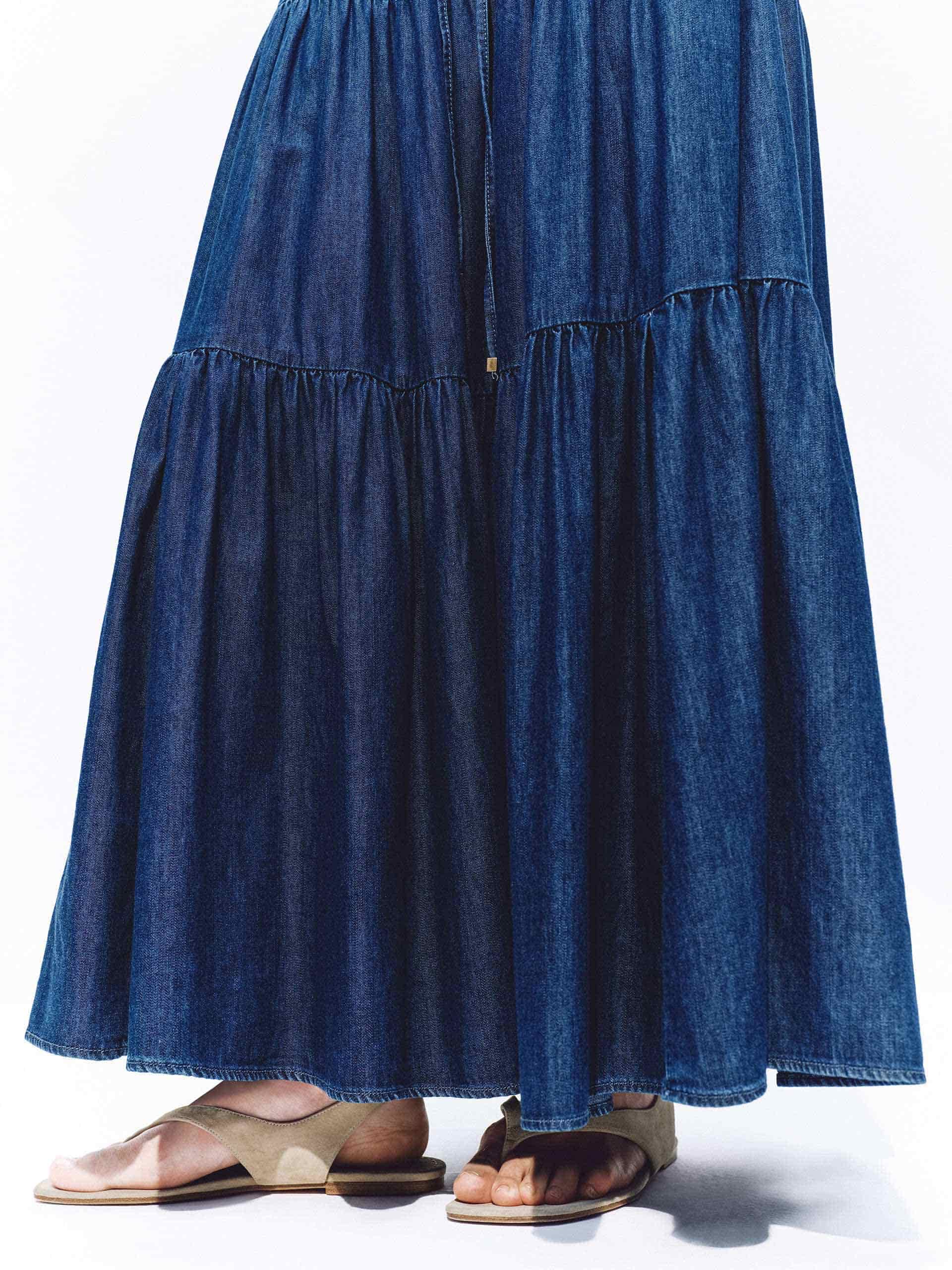 Elastic Waistband Denim Skirt - Image 8