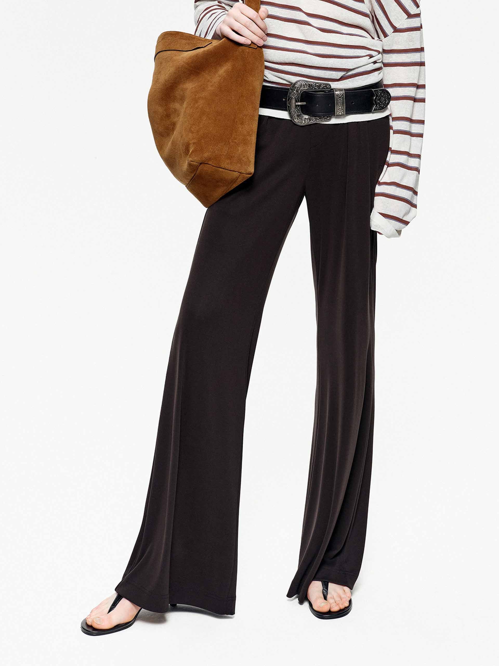 Elastic Waistband Flare Pants