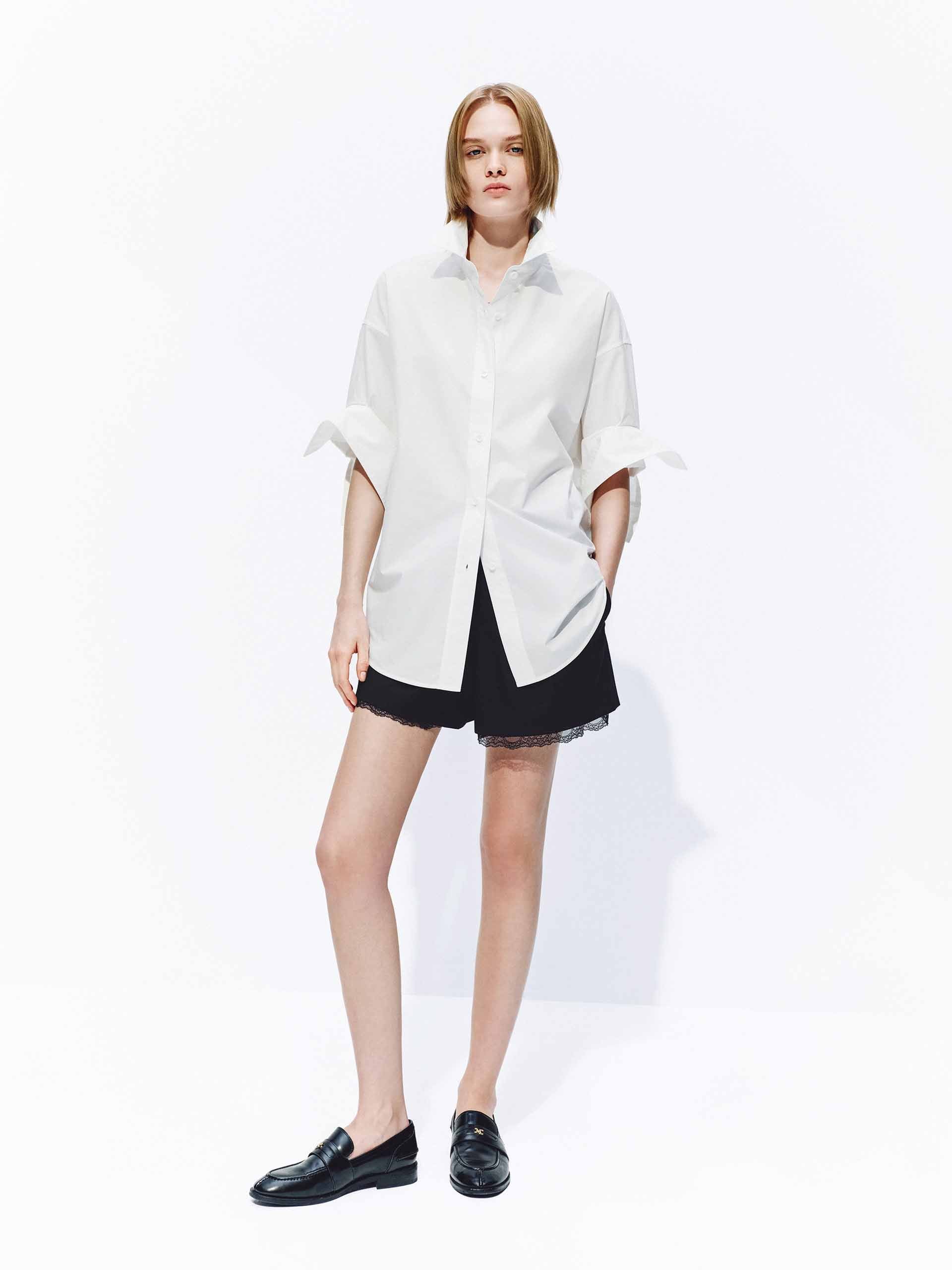 Elastic Waistband Lace Trim Shorts - Image 2