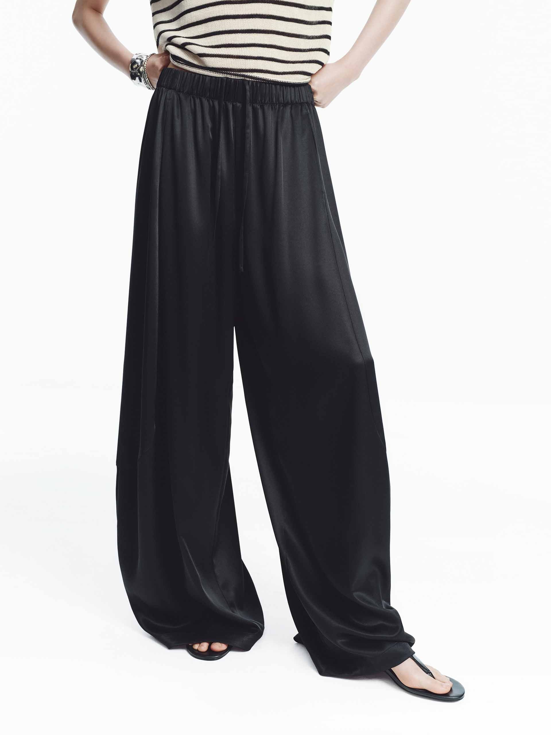 Elastic Waistband Wide Pants