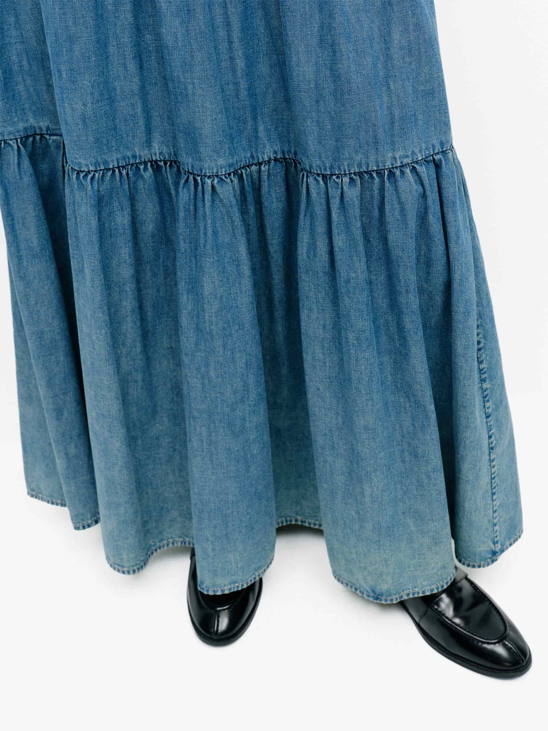 Elasticated Denim Maxi Skirt - Image 8