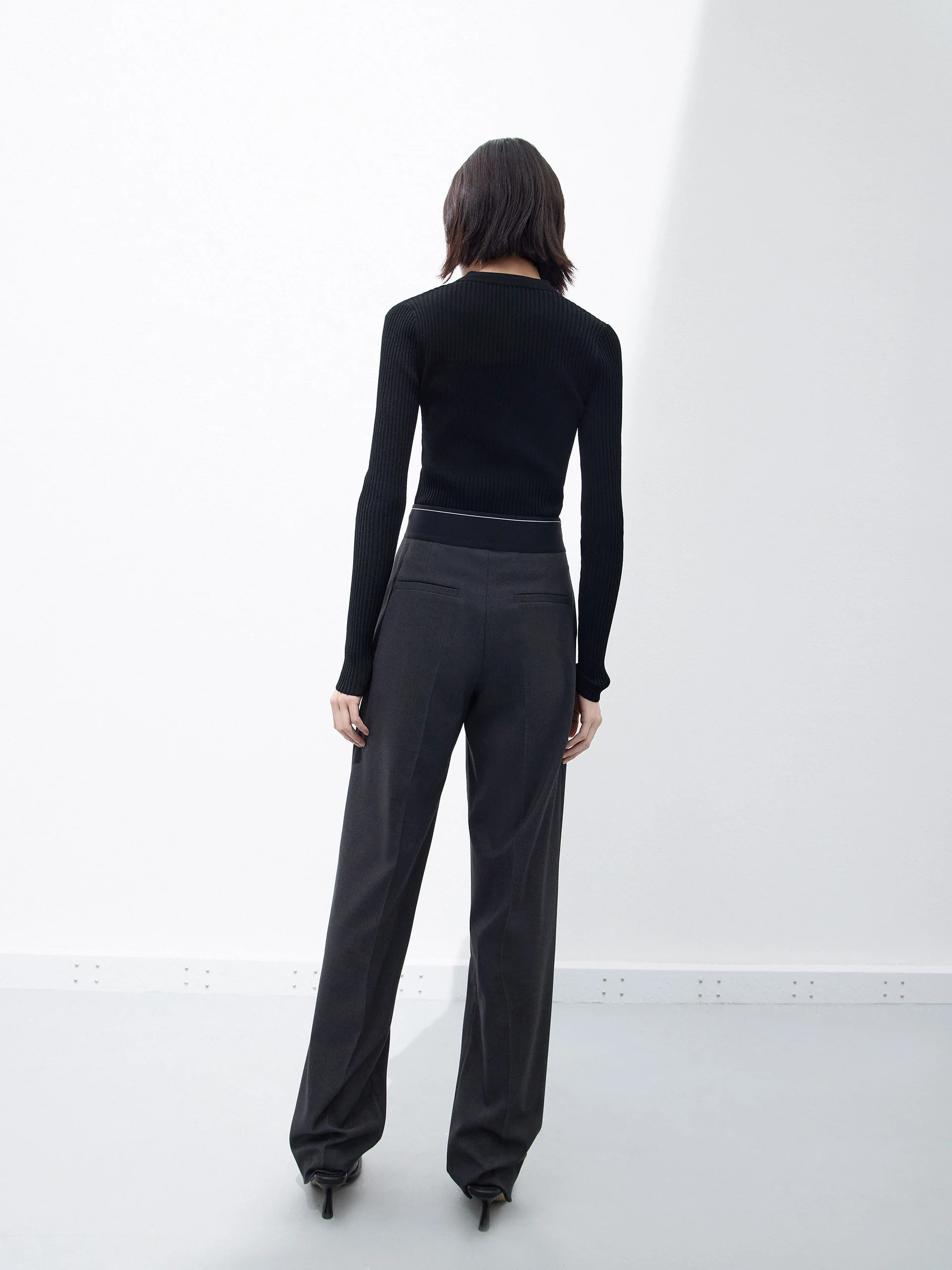 Elasticated Waist Straight Trousers - Image 7