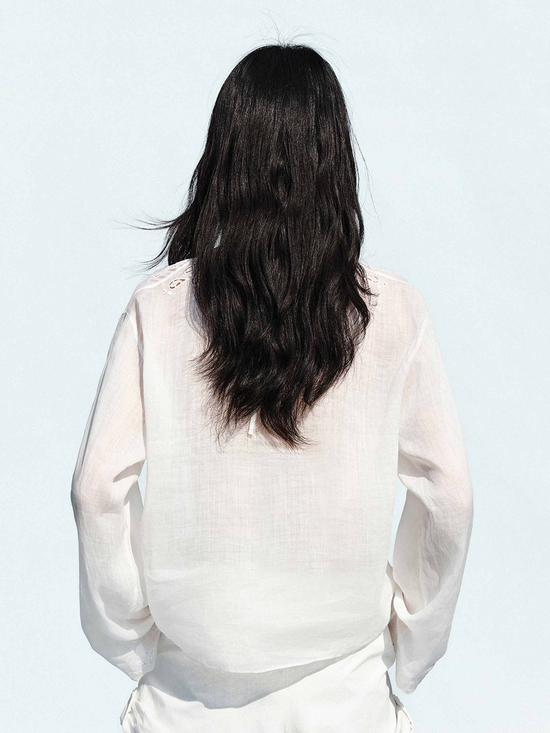Embroidered V-neck Ramie Top - Image 3
